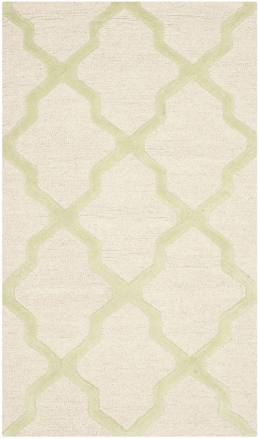 SAFAVIEH Cambridge Liam Geometric Wool Area Rug, Ivory/Light Green, 3' x 5'