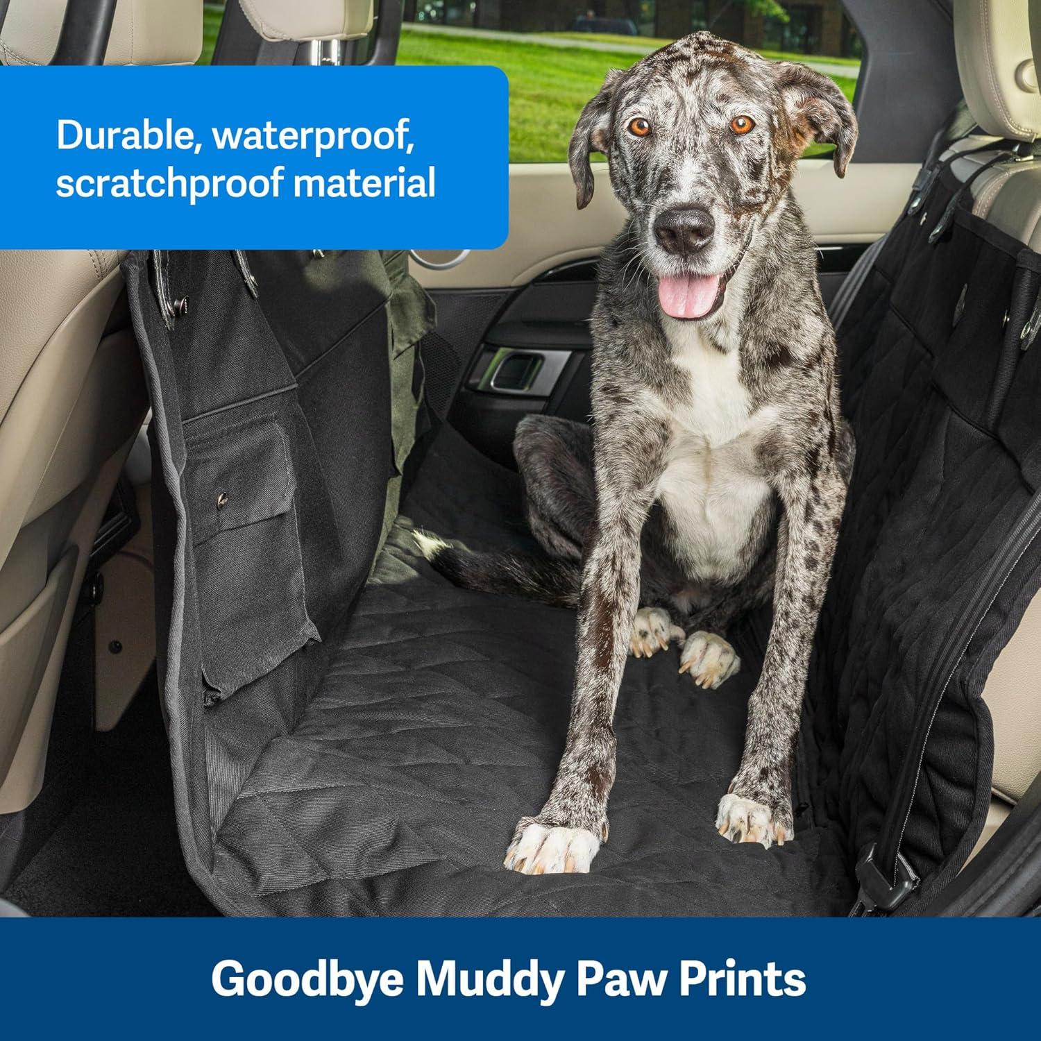 PetSafe Happy Ride Quilted Hammock Seat Cover - Long-Lasting Waterproof Backseat Protection - Keeps Leather Seats Clean & Protects from Scratches - Prevents Driver Distraction