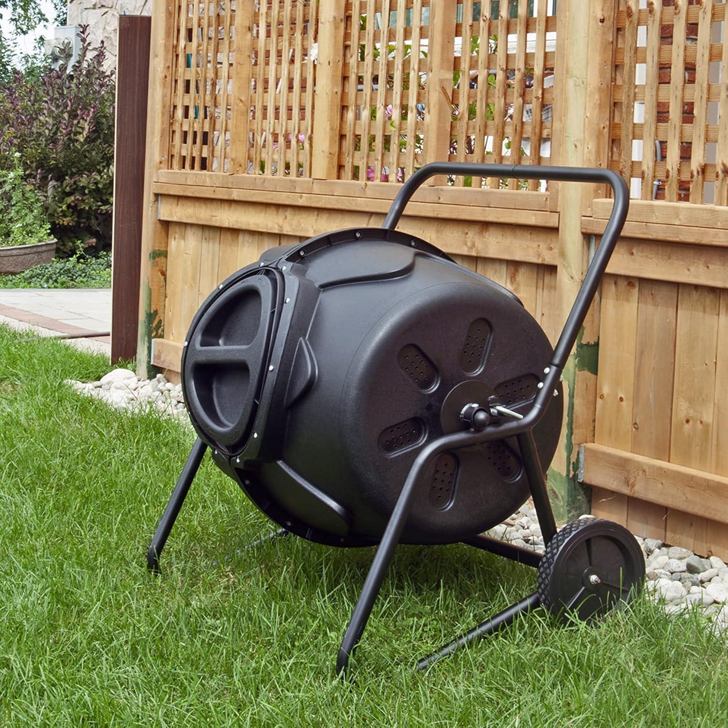 Koolscapes 50 Gal Tumbler Composter, 169L Rotating Outdoor Compost Bin with Twist Lock Lid