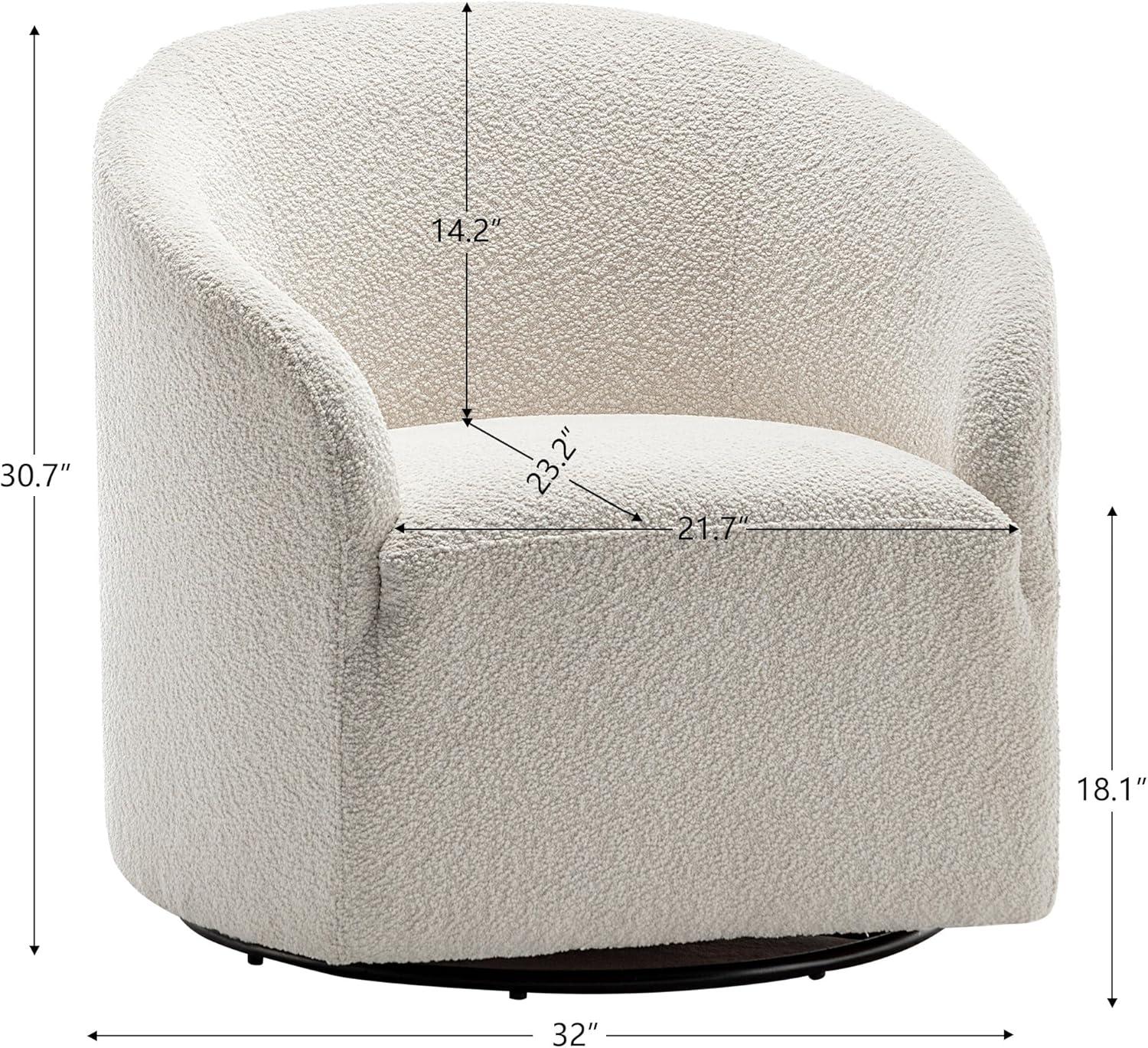 32" Wide Boucle Upholstered Swivel Barrel Chair - Kinwell