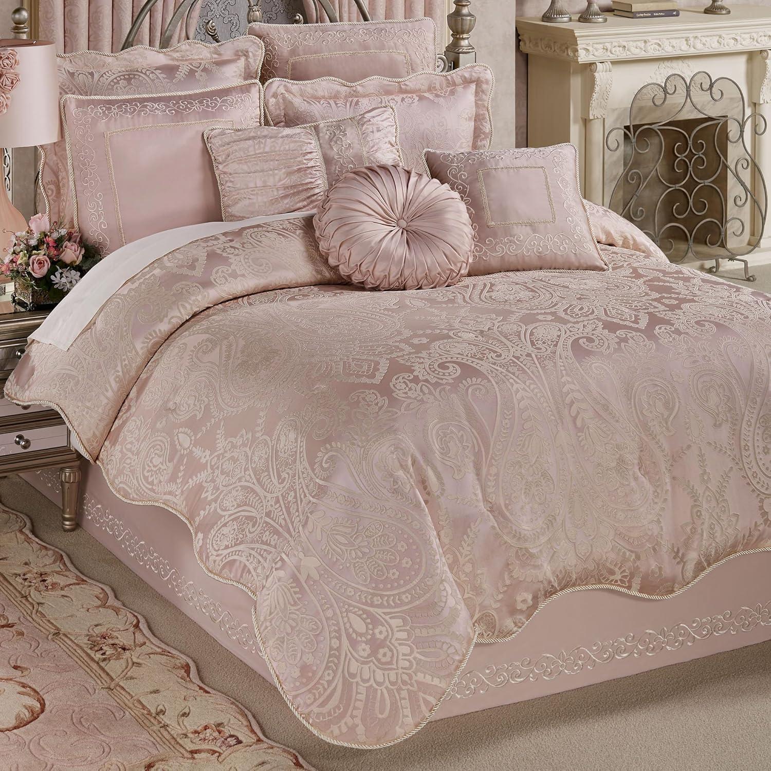 Elegant Blush Polyester Satin King Comforter Set