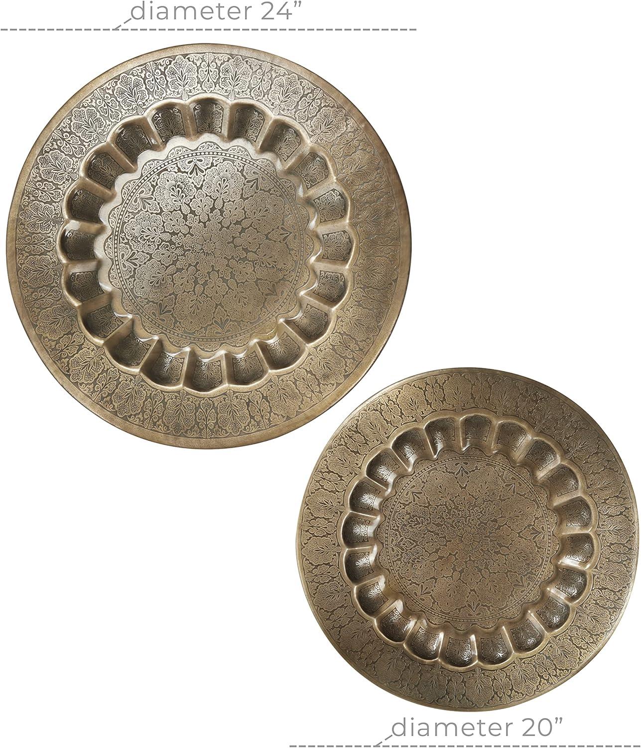 DecMode Indoor Bronze Metal Eclectic Wall Decor, Set of 2