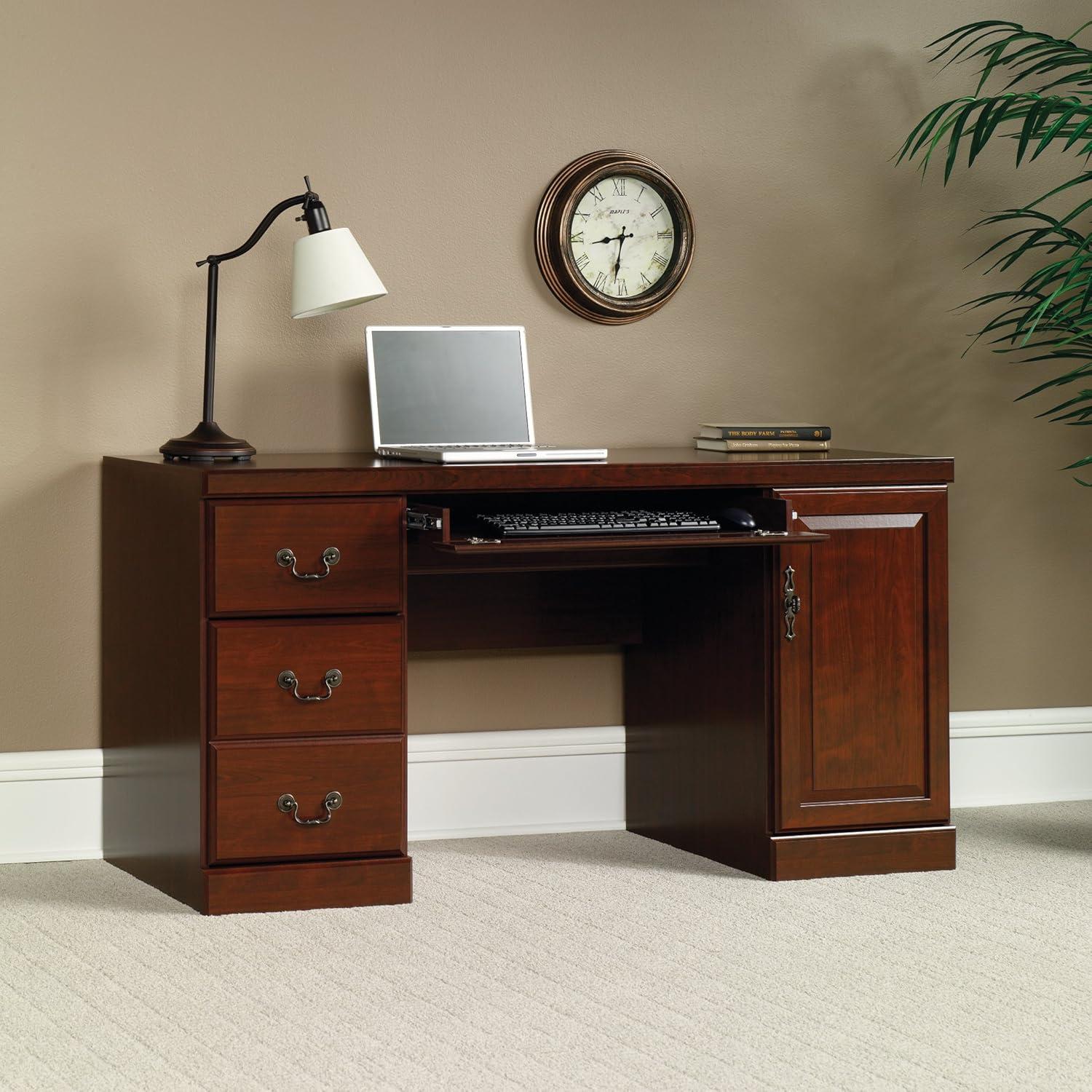 Heritage Hill Classic Cherry Executive Computer Credenza with Integrated Storage