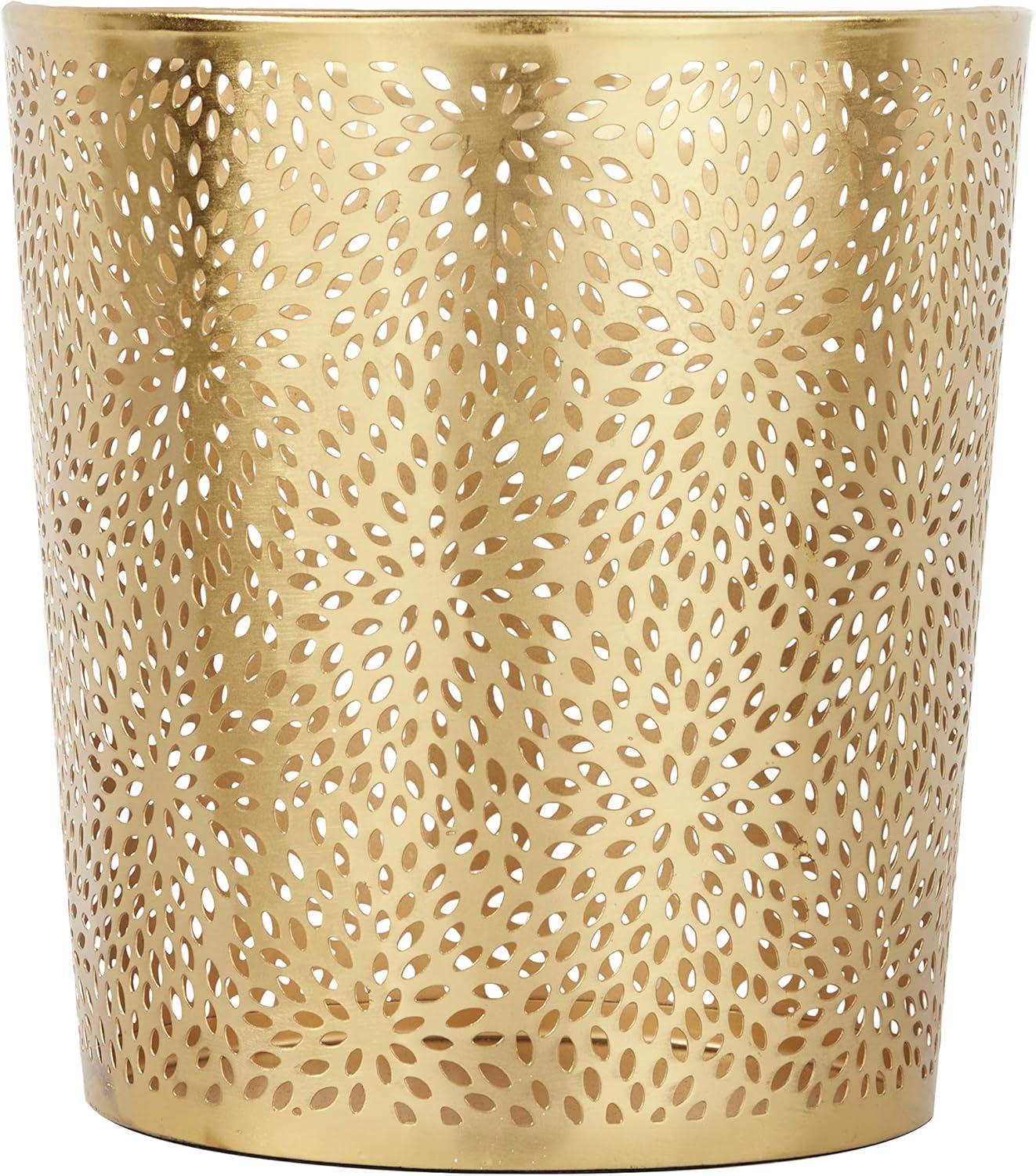 CosmoLiving by Cosmopolitan Modern Perforated Design Round Metal Waste Basket