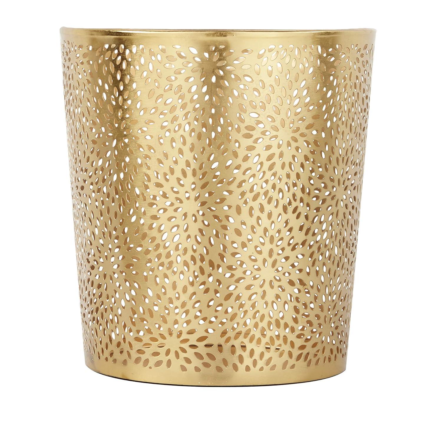 Gold Laser Cut Metal Circular Waste Bin