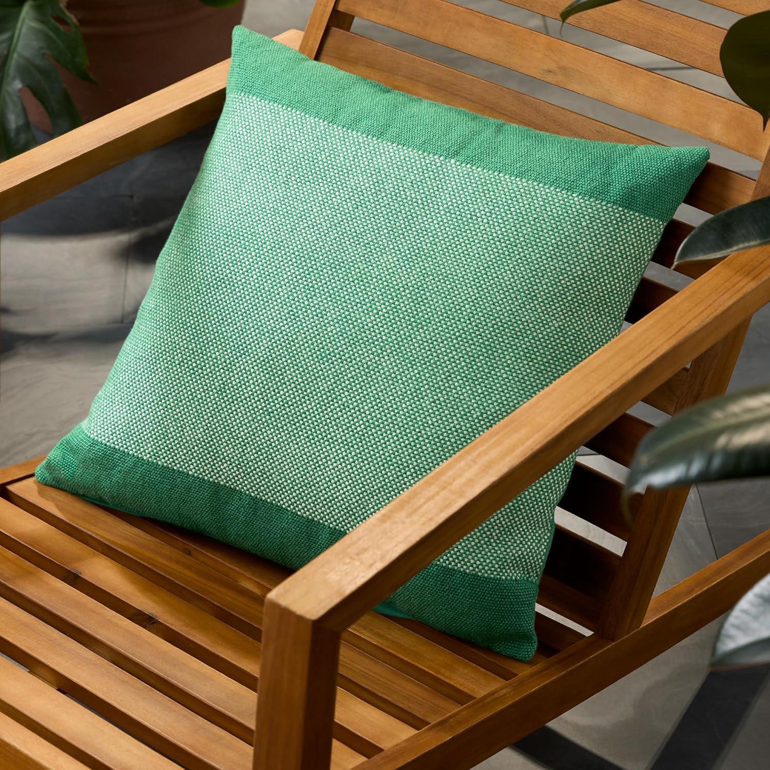 Green and Ivory Square Recycled Outdoor Pillow