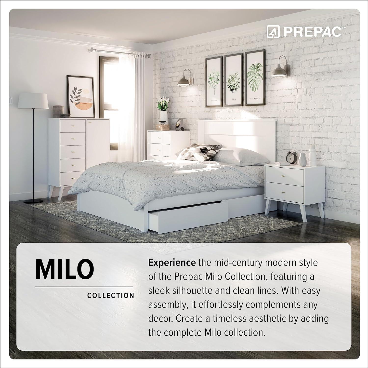 Milo Mid-Century Modern White 2-Drawer Nightstand
