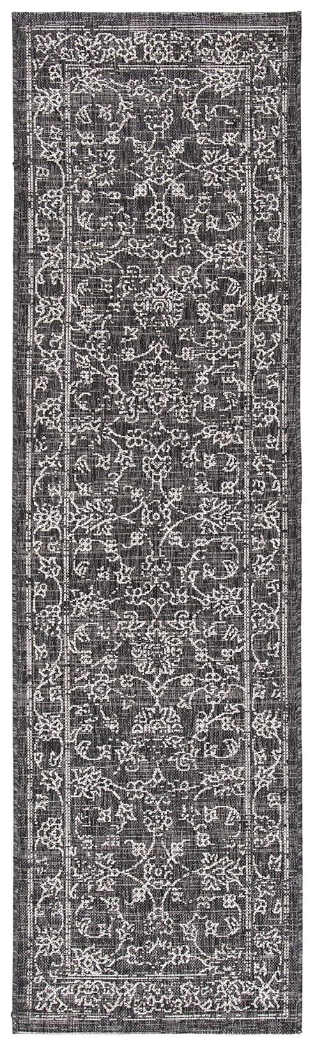 Courtyard CY8680 Power Loomed Indoor and Outdoor Runner Rug - Black/Ivory - 2'3"x6'7" - Safavieh