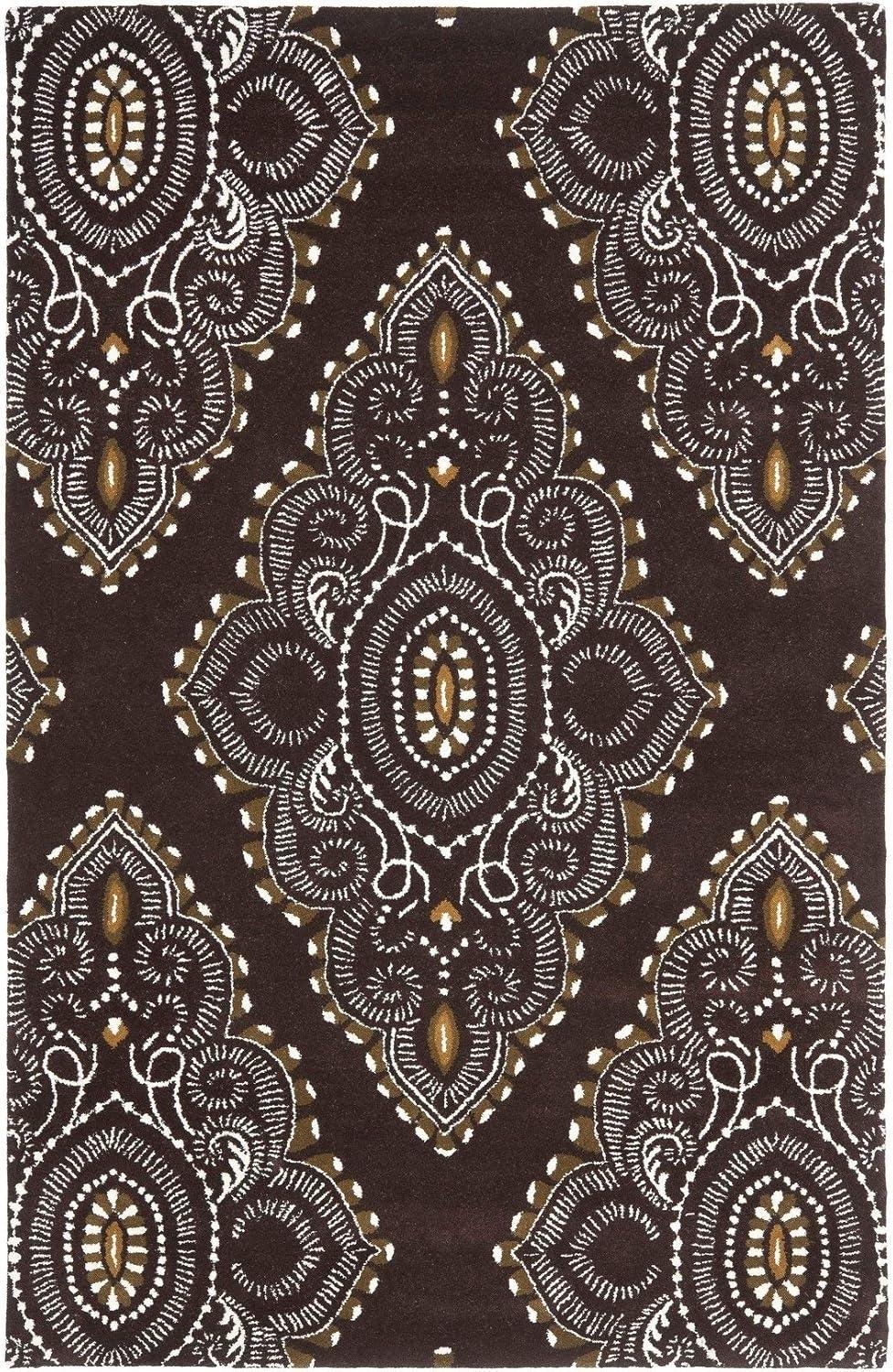 Wyndham WYD372 Hand Tufted Indoor Area Rug - Brown/Ivory - 5'x8' - Safavieh.