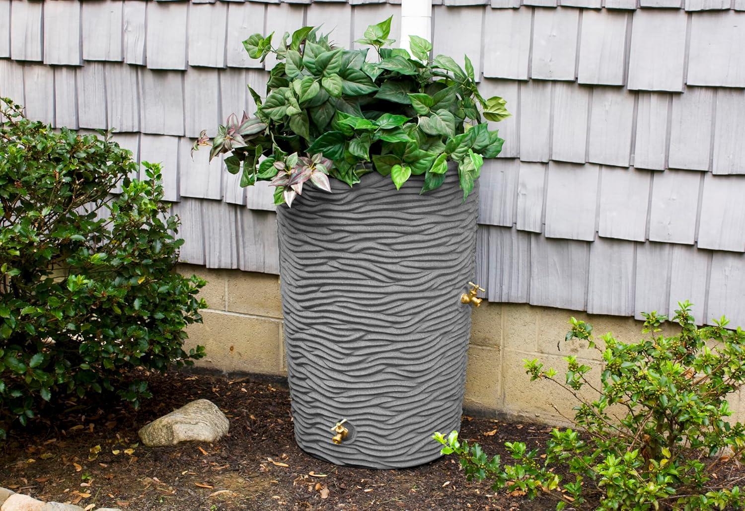 Good Ideas 50 Gallons Plastic Drainable Planter Rain Barrel