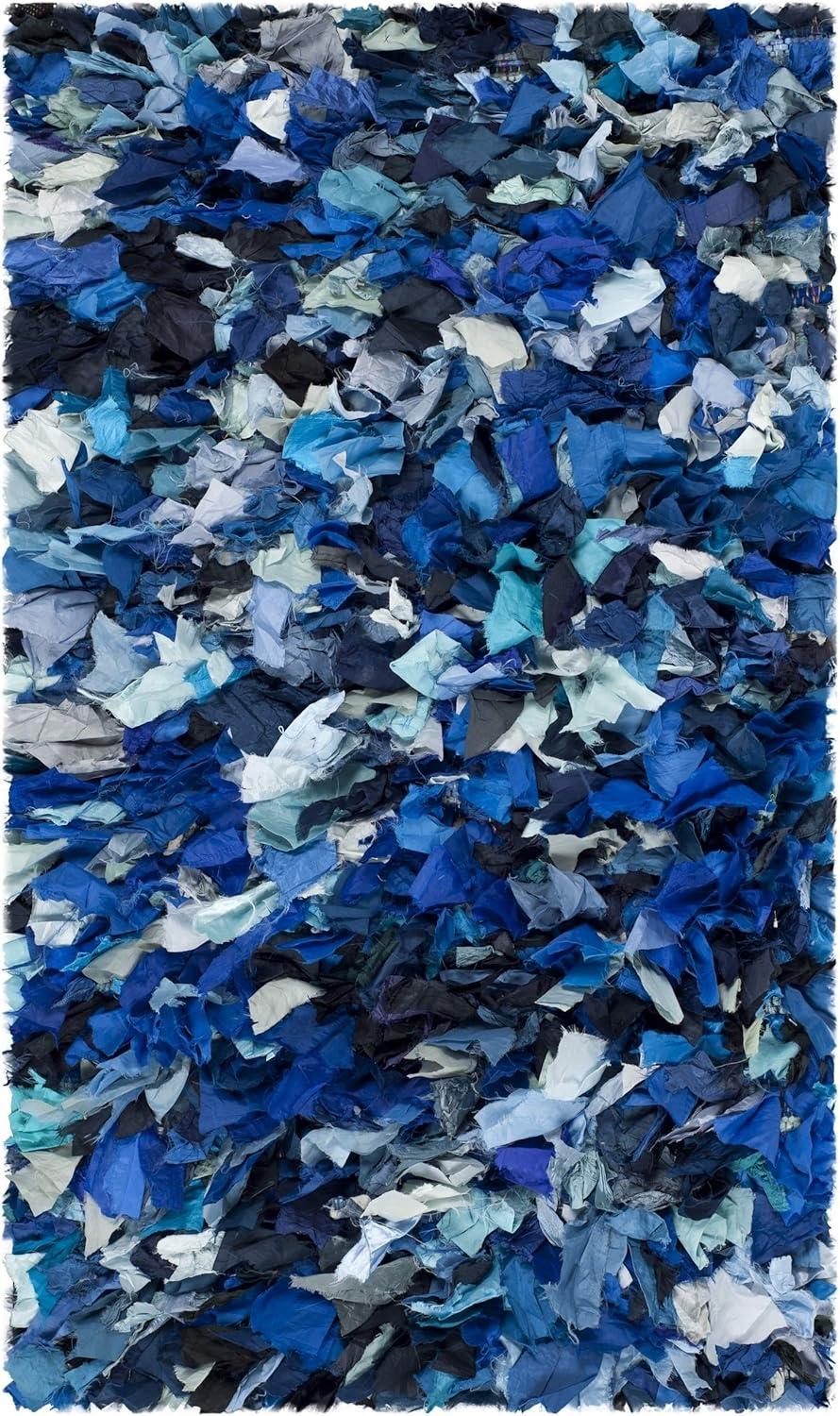 SAFAVIEH Rio Cassandra Confetti Polyester Shag Area Rug, Blue/Multi, 2'3" x 3'9"