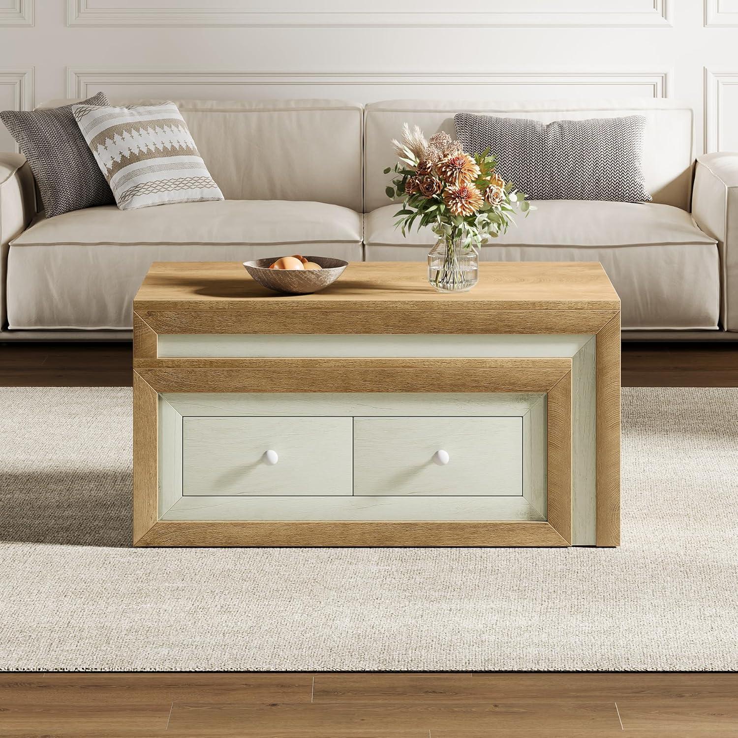 Tribesigns Extendable Coffee Table with 2 Drawers
