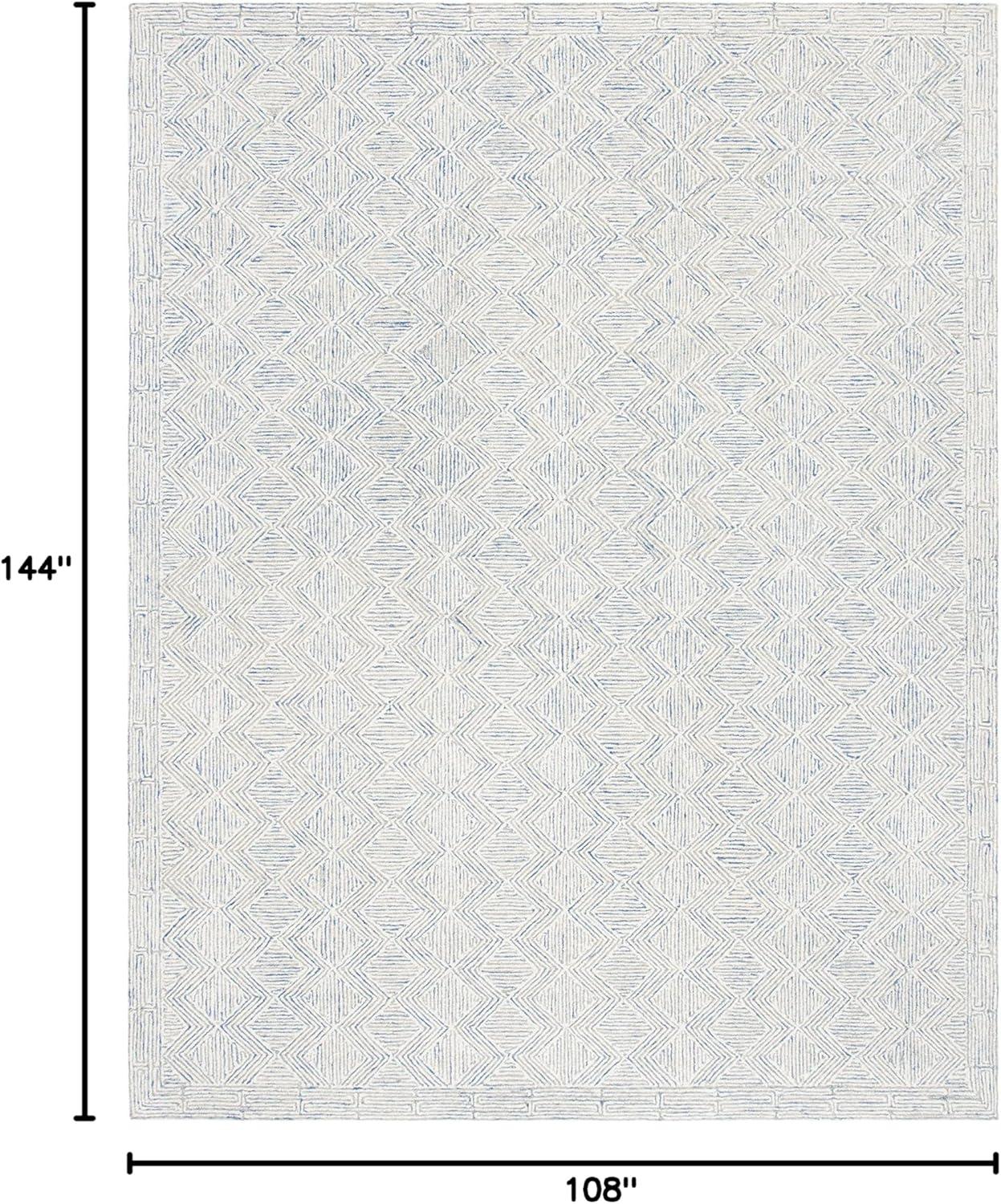 SAFAVIEH Micro-Loop Herbert Geometric Area Rug, Blue/Ivory, 9' x 12'