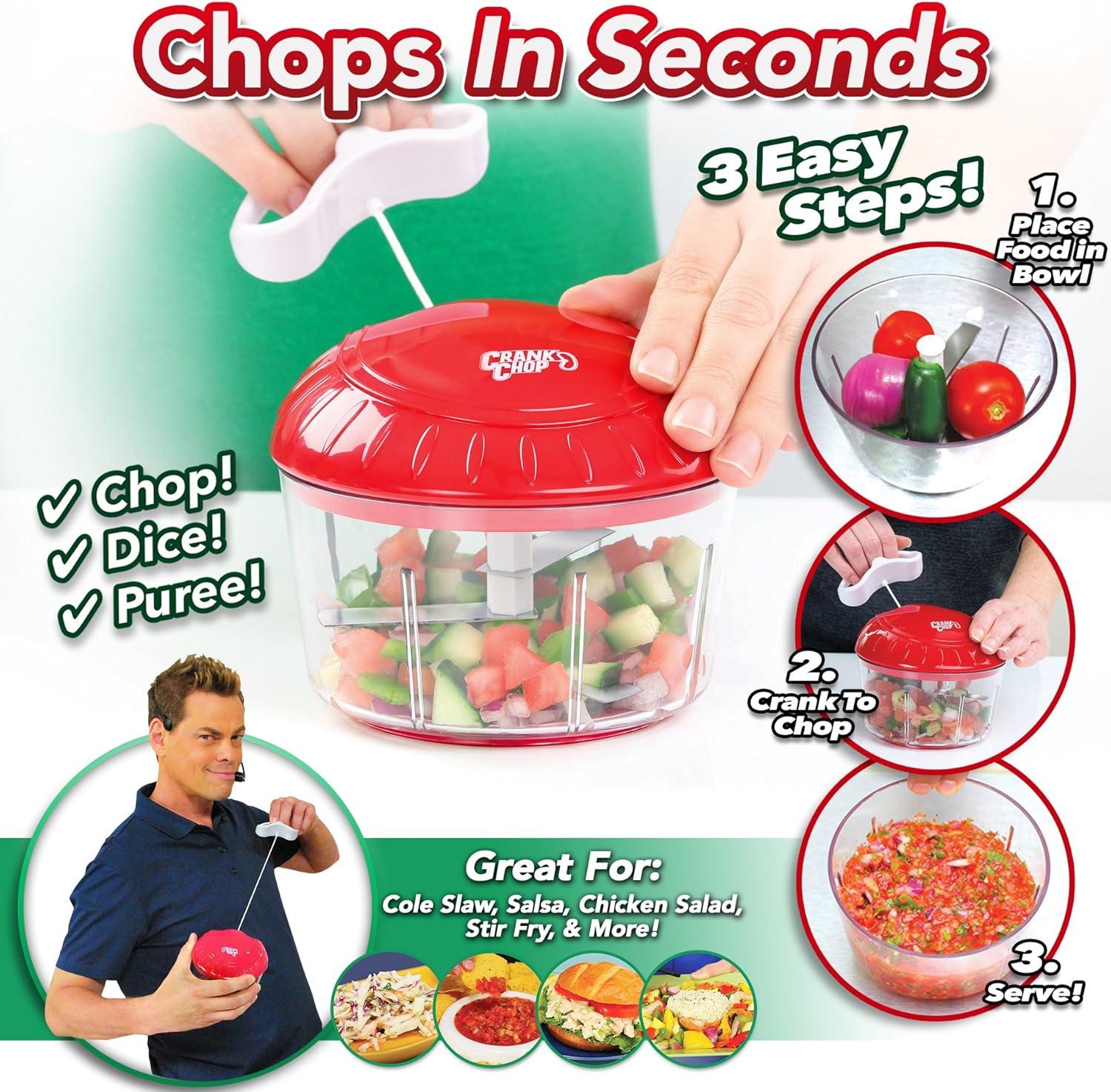 The Crank Chop Food Chopper and Processor XL, The Best Vegetable Chopper for Homemade Salsa and Dicing Ingredients Perfectly