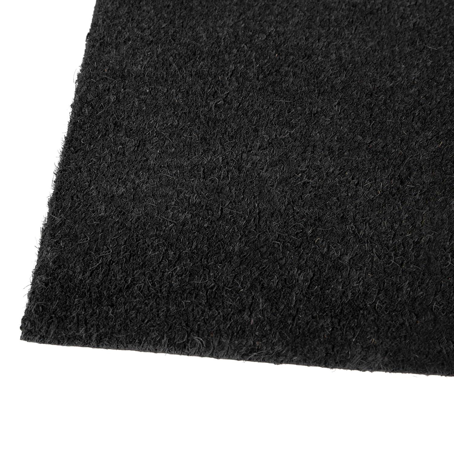 Flash Furniture Harbold 18" x 30" Indoor/Outdoor Solid Natural Coir Doormat with Non-Slip Backing in Black