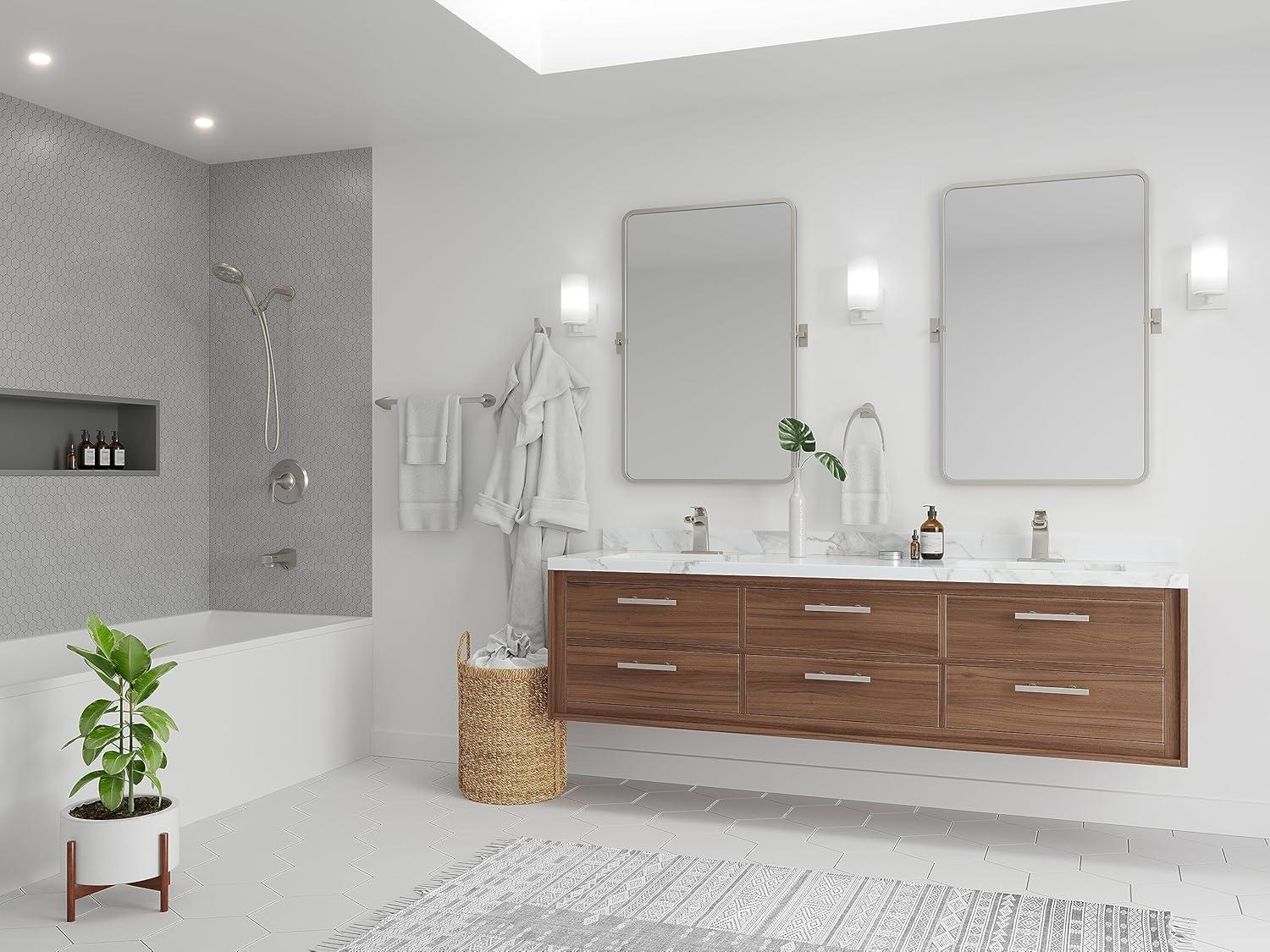 Pfister Karci Towel Ring, Hand Towel Holder for Bathroom, Wall-Mounted, Screw-In, Spot Defense Brushed Nickel Finish, BRBKA0GS