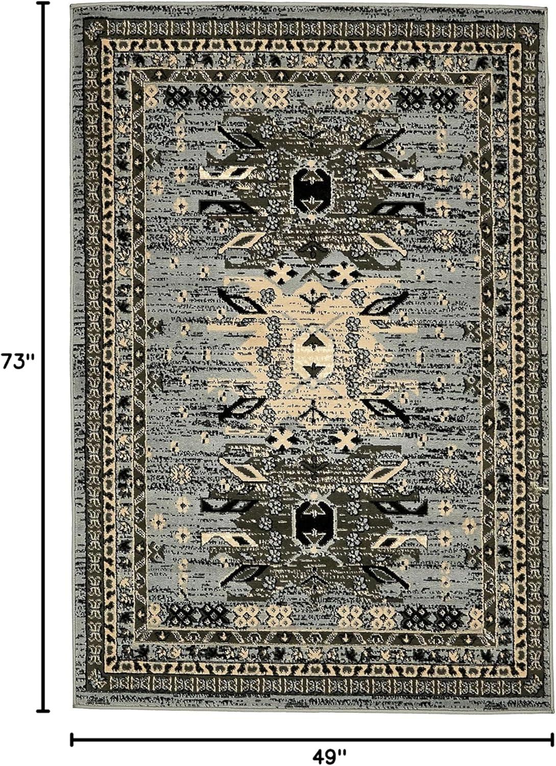 Unique Loom Oasis Taftan Rug , 4' 1" x 6' 1" ,Gray