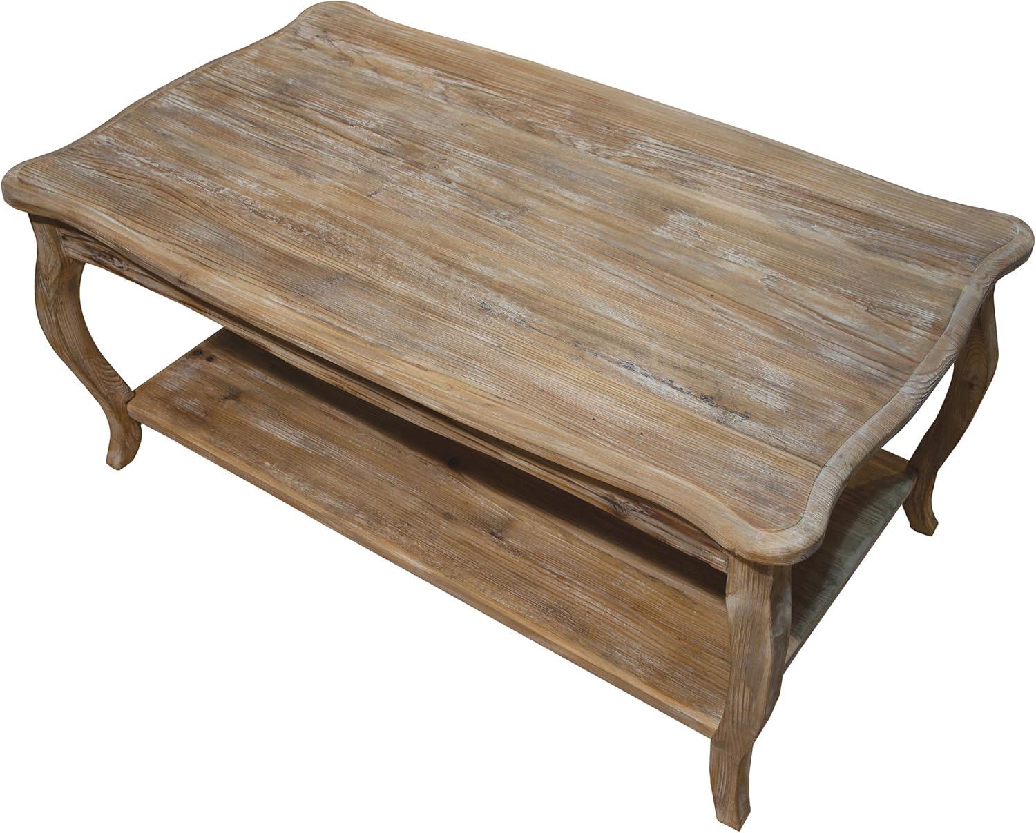 Rustic Reclaimed Coffee Table Driftwood - Alaterre Furniture: Handcrafted, Lower Shelf, Hardwood