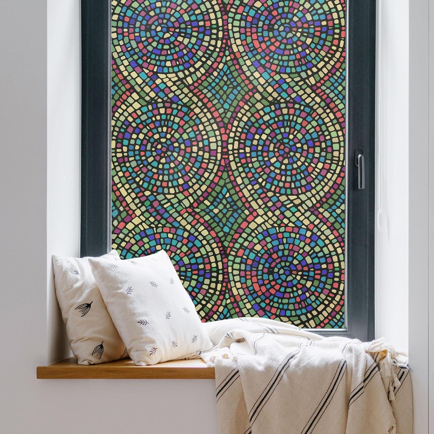 GILA Glass Scenes 36-in x 78-in Spiral Mosaic Decorative Window Film