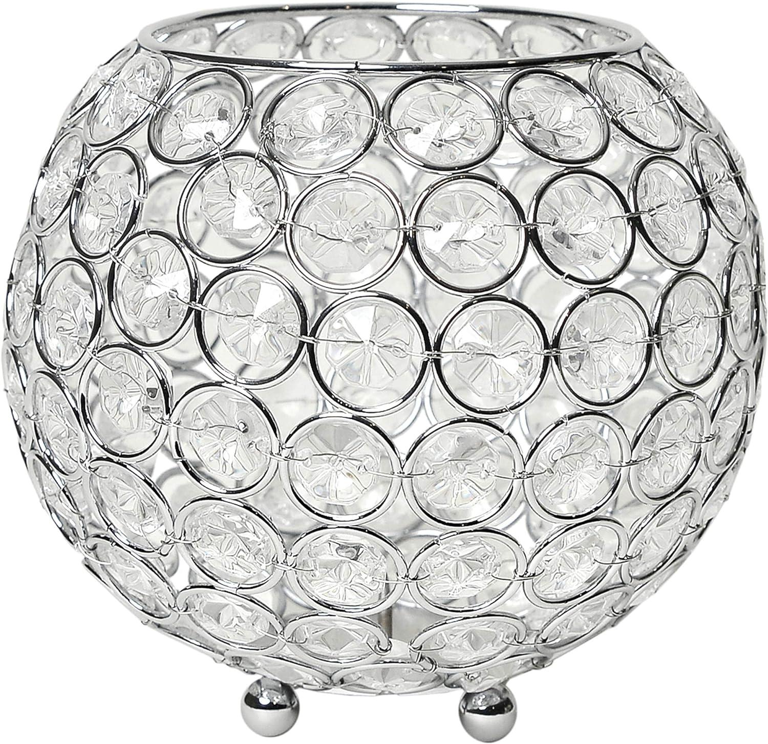 Elipse Sparkling Crystal 6" Tabletop Bowl with Chrome Base