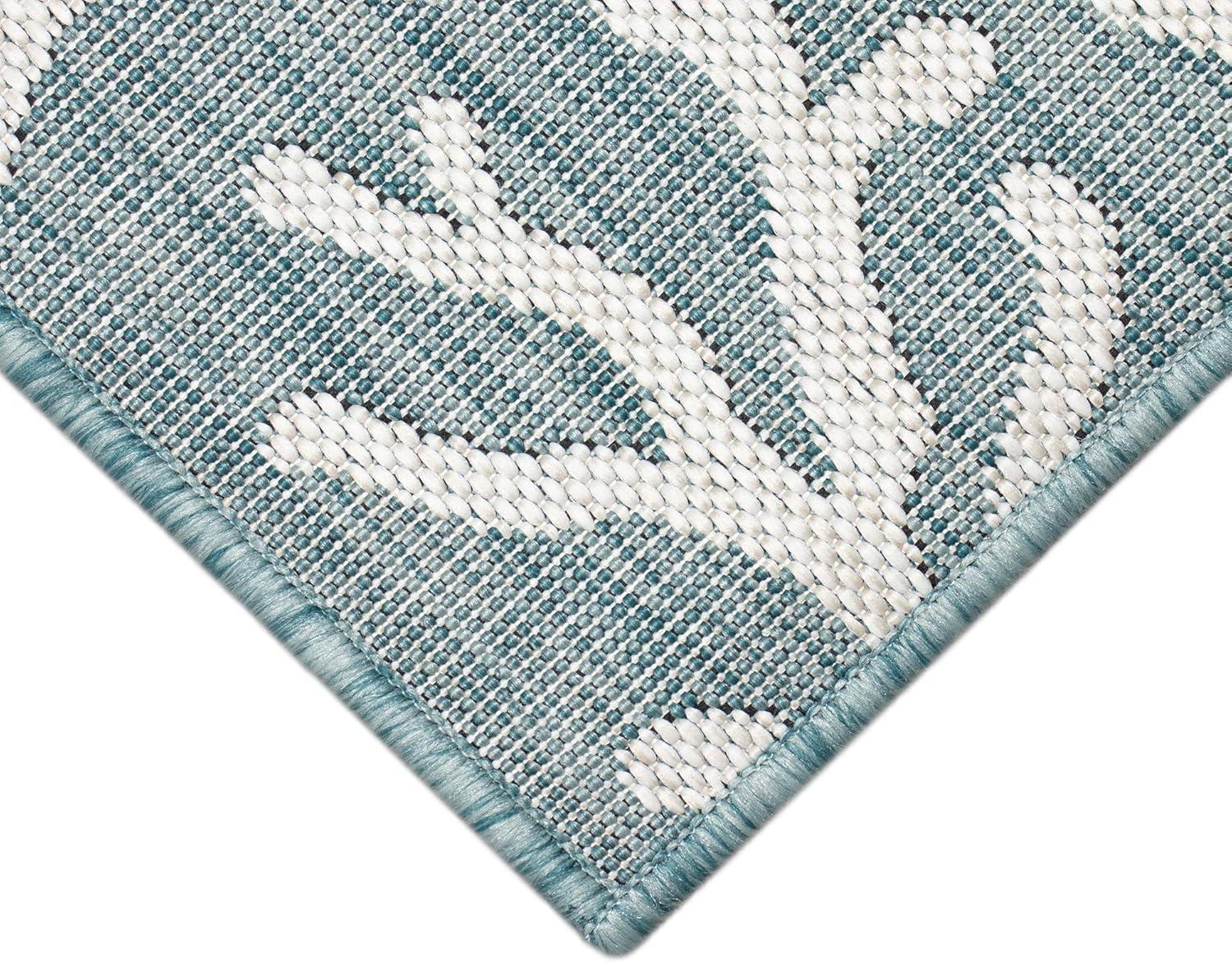 Liora Manne Carmel Coral Border Indoor/Outdoor Rug Aqua 3'3" x 4'11"