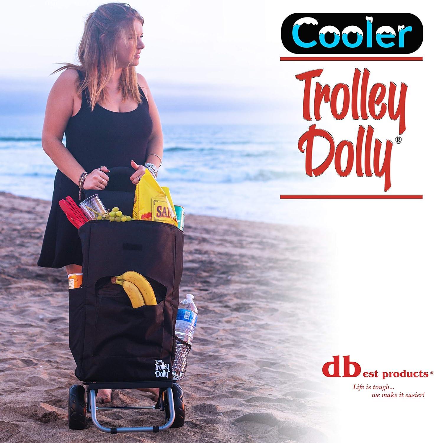 dbest products Cooler Trolley Dolly, Black Insulated cooler bag folding collapsible rolling shopping grocery tailgating bbq beer ice cart