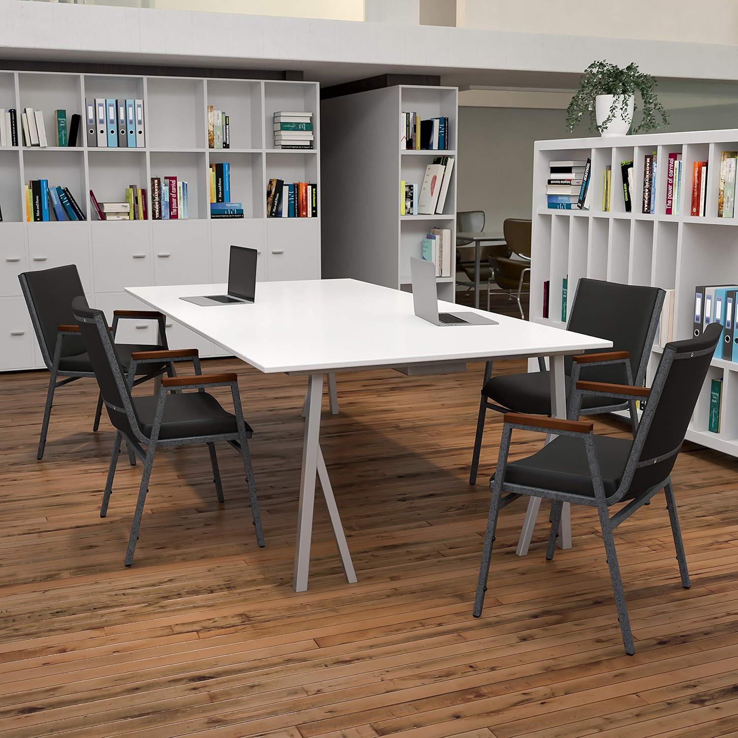 Flash Furniture Aliya Heavy Duty Stack Chair with Arms (Set of 4)