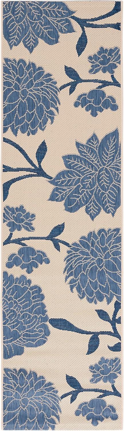 Courtyard CY7321 Power Loomed Indoor and Outdoor Runner Rug - Beige/Blue - 2'3"x8' - Safavieh
