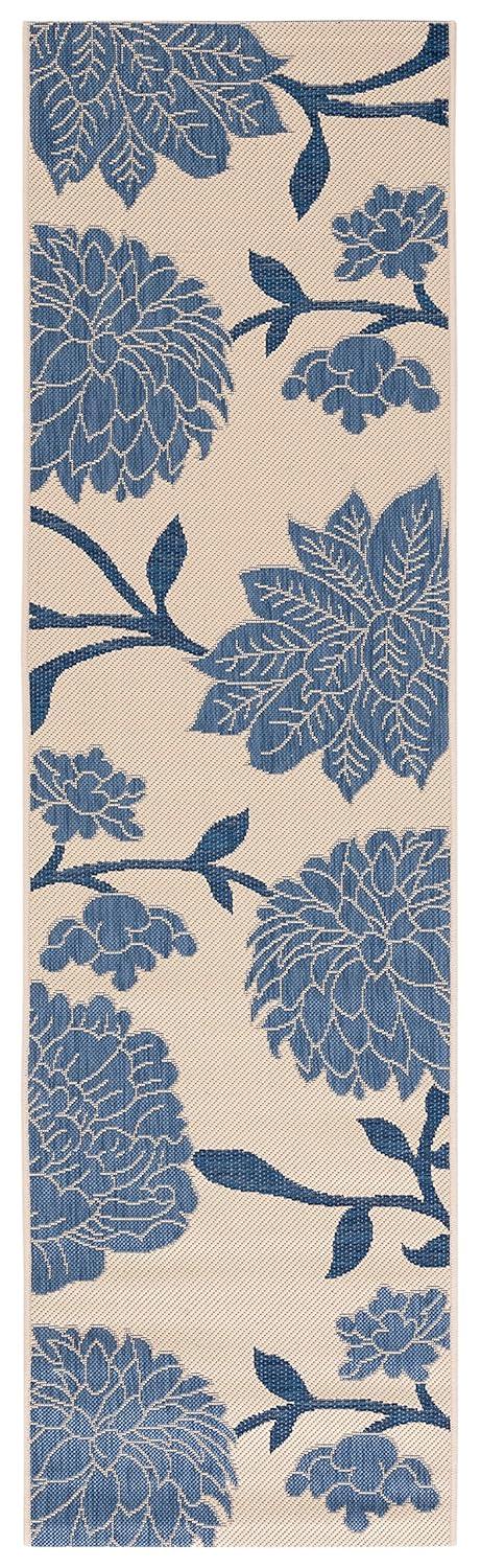 Courtyard CY7321 Power Loomed Indoor and Outdoor Runner Rug - Beige/Blue - 2'3"x8' - Safavieh