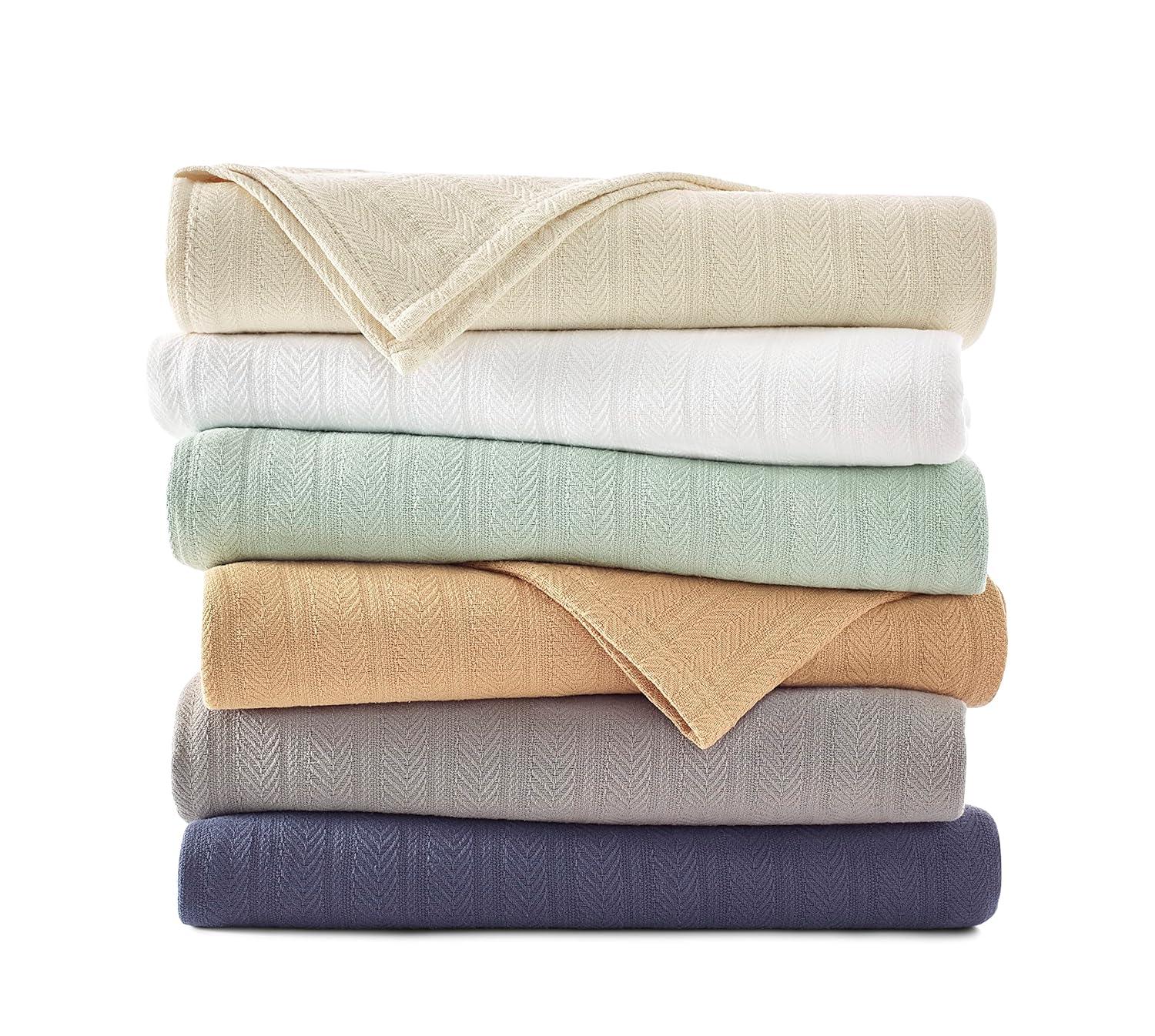 Woven Tan Cotton Twin Blanket