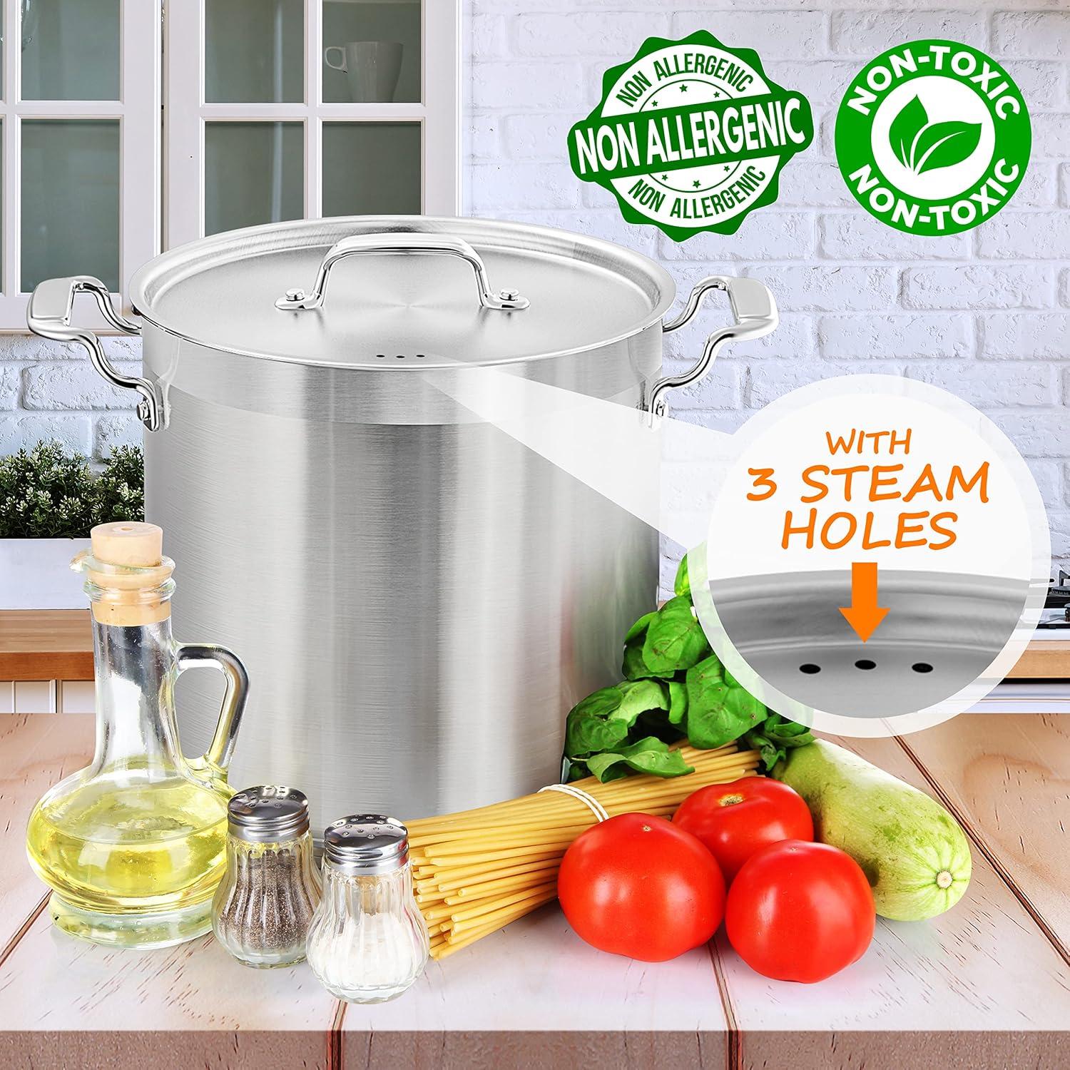 NutriChef 16-Quart Stainless Steel Heavy Duty Stockpot with Lid