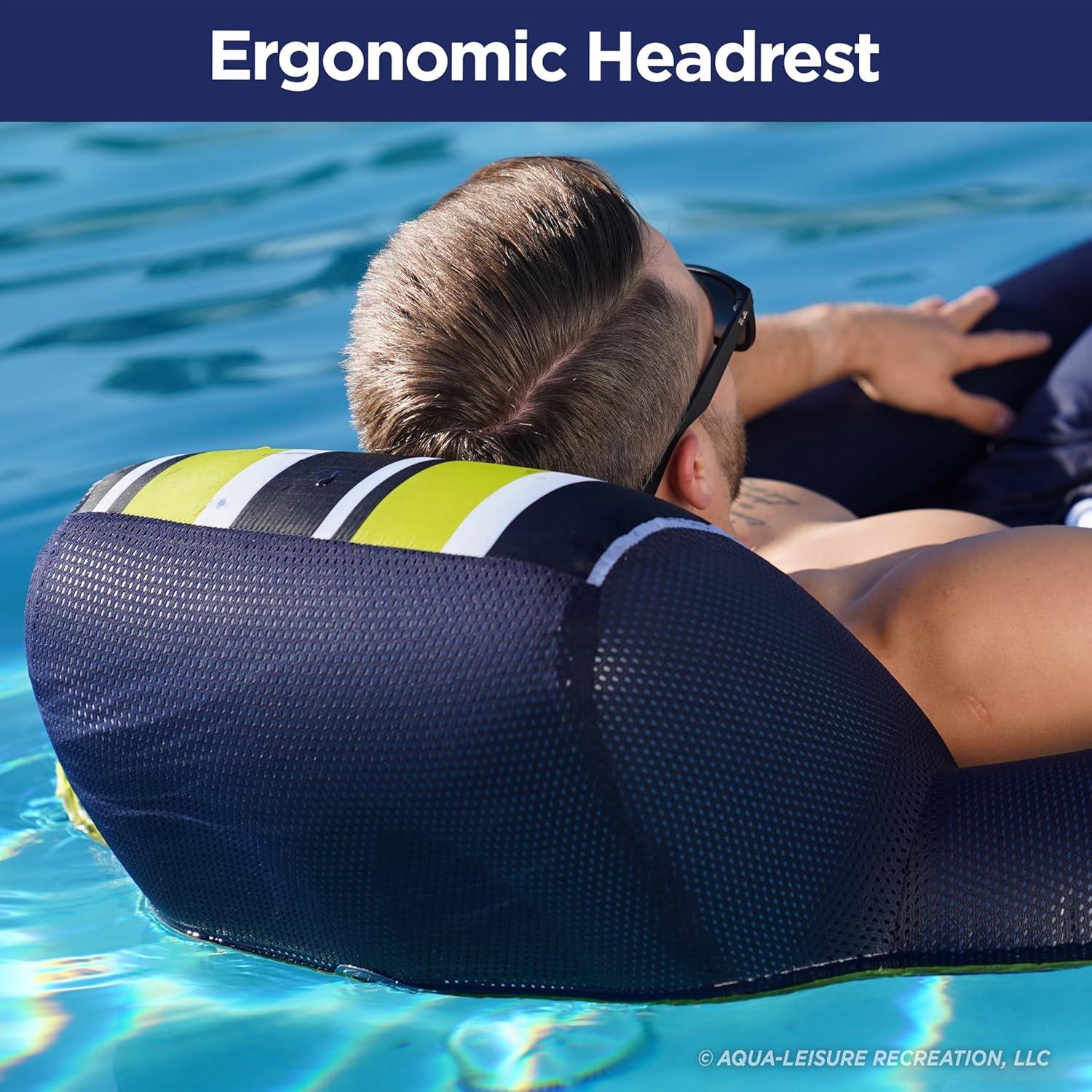 Extra Large Navy and Green Inflatable Pool Lounger