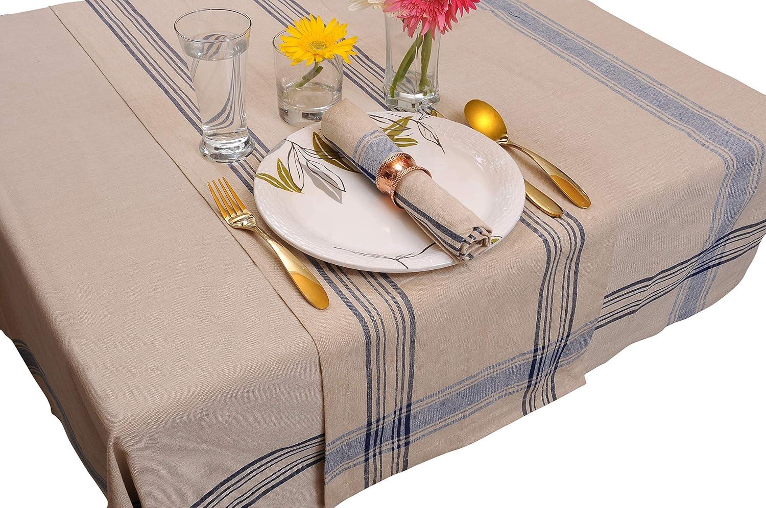 Nautical Blue French Stripe Tablecloth 60x84