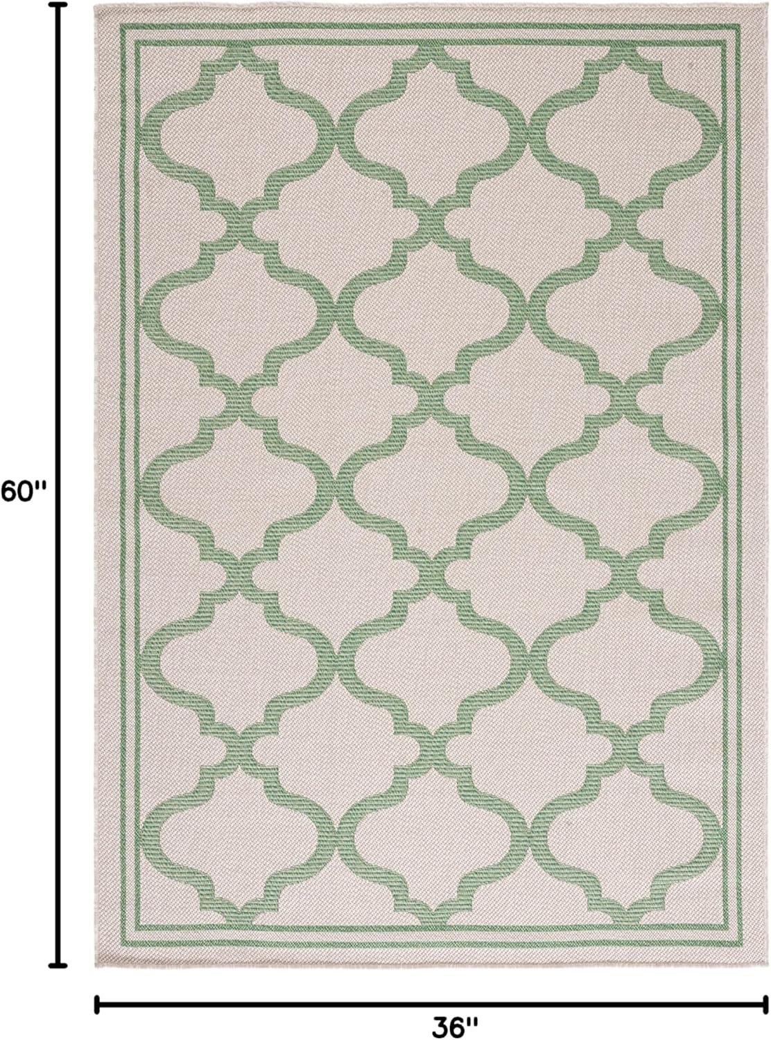 SAFAVIEH Bermuda Tamaya Geometric Machine Washable Indoor/Outdoor Area Rug, Beige/Green, 3' x 5'