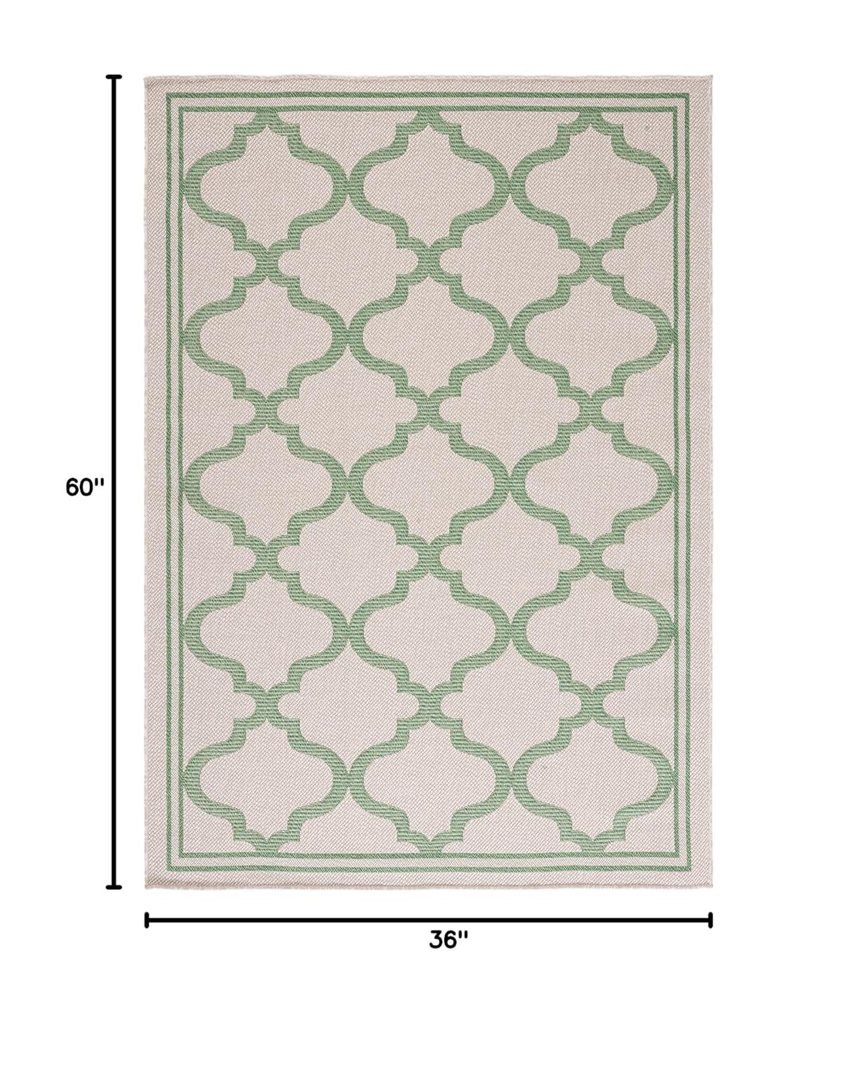 SAFAVIEH Bermuda Tamaya Geometric Machine Washable Indoor/Outdoor Area Rug, Beige/Green, 3' x 5'