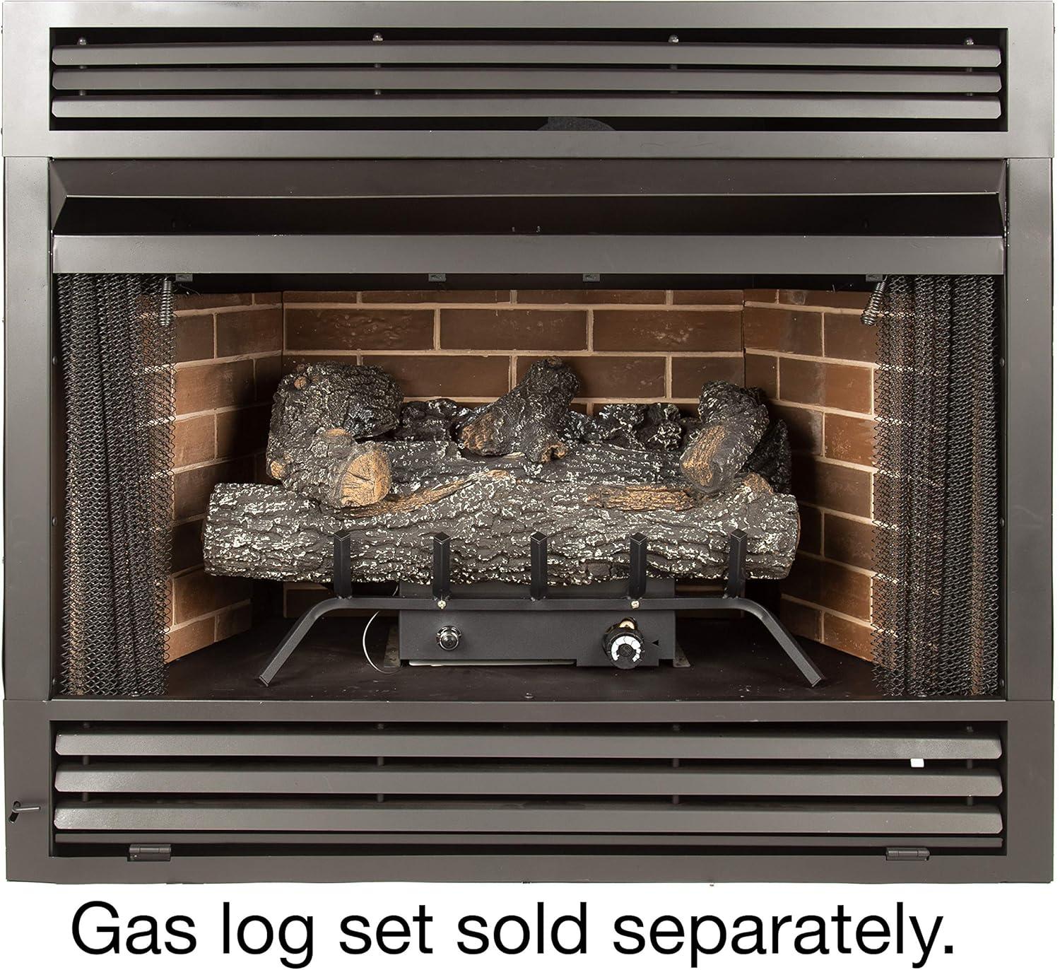 Black 32-Inch Vent-Free Dual Fuel Fireplace Insert