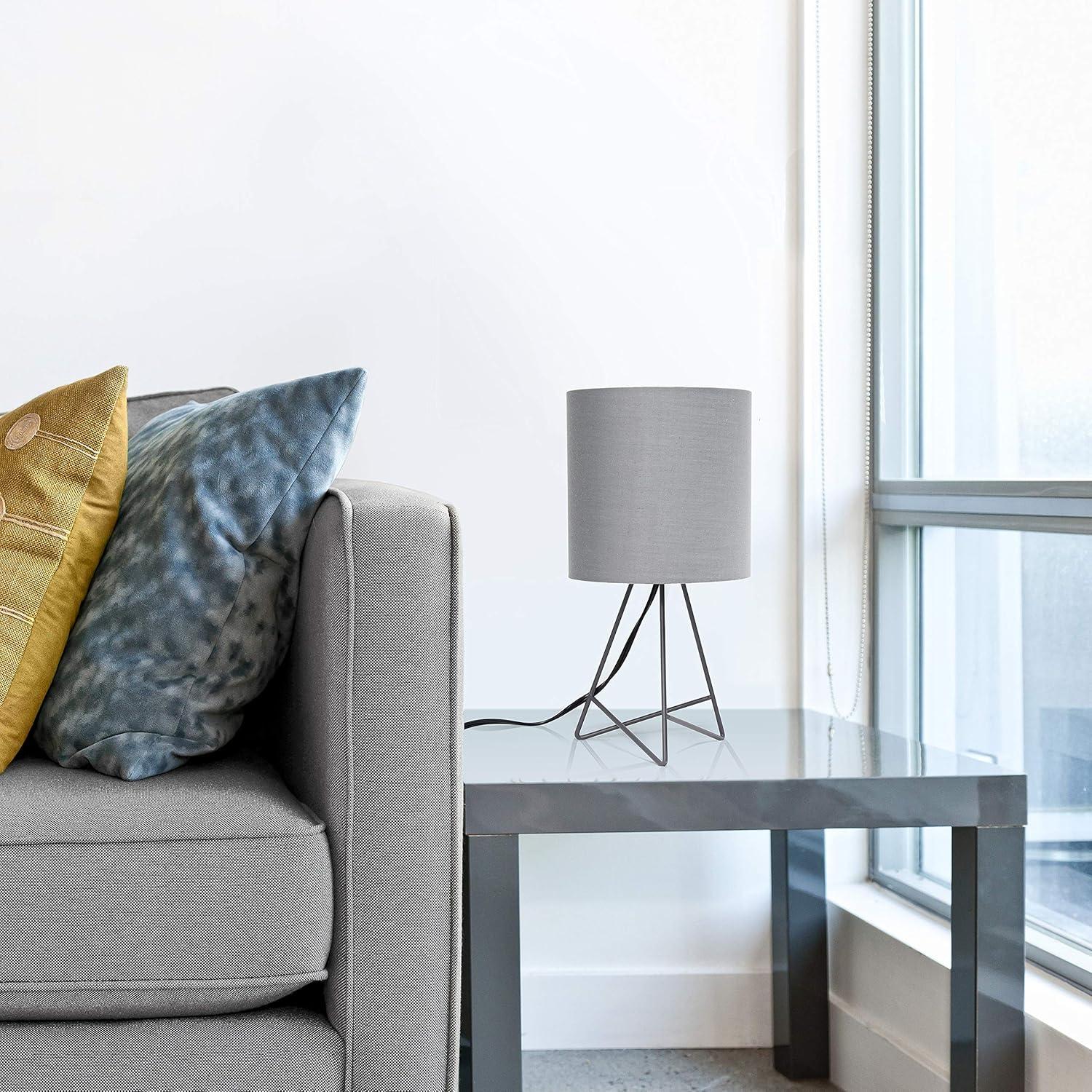 Down To The Wire Table Lamp with Fabric Shade Gray - Simple Designs