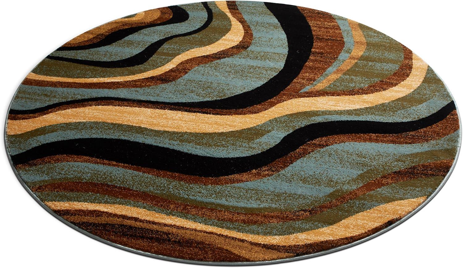 Well Woven Barclay Nirvana Waves Modern Geometric Multi Blue 5'3" x 7'3" Area Rug