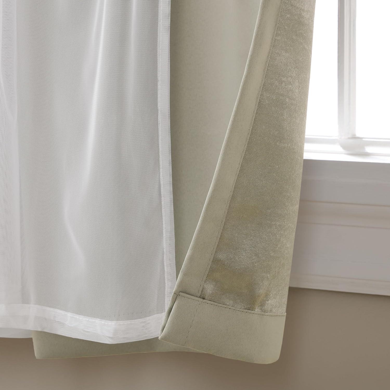 Cloud Grey Blackout and Sheer Grommet Curtain Panels