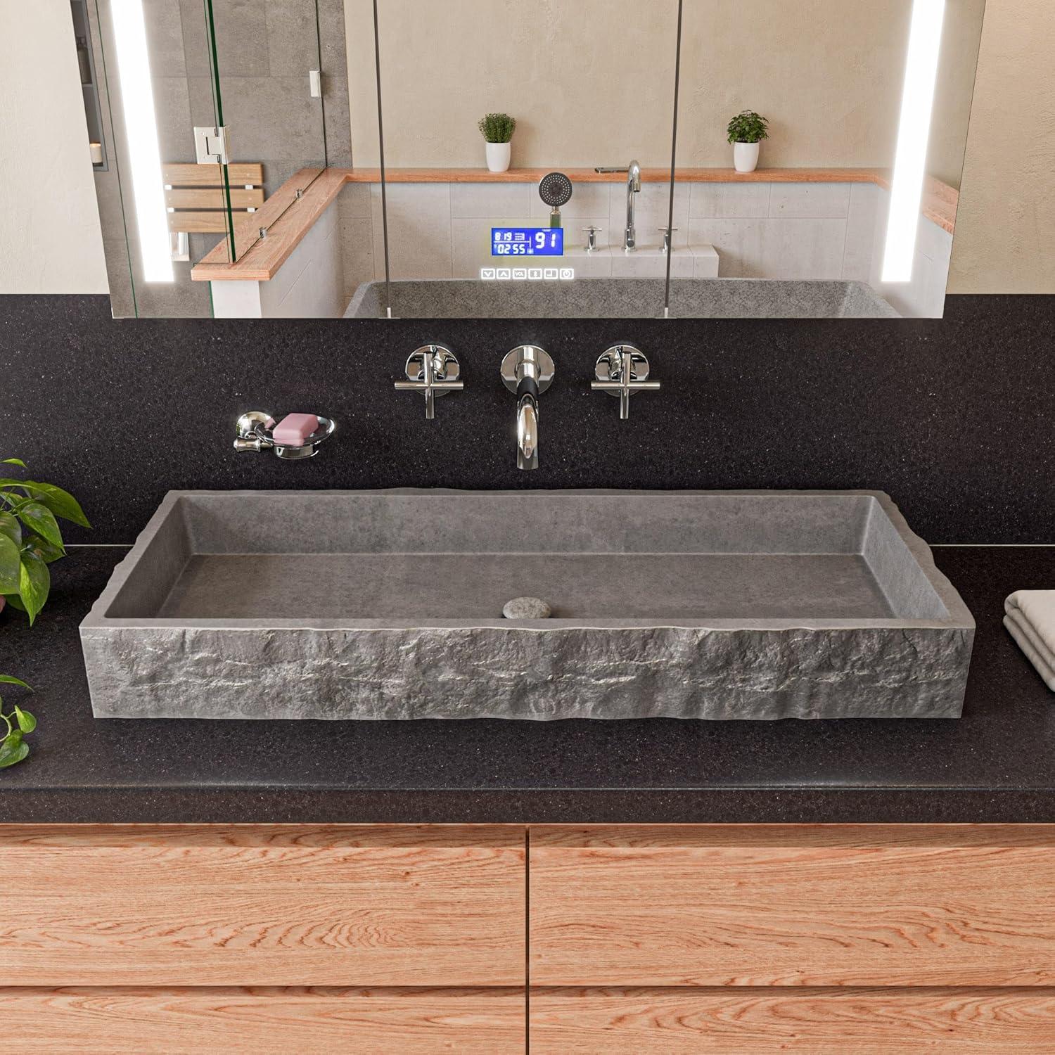 Alfi Brand 15.6'' Concrete Rectangular Bathroom Sink