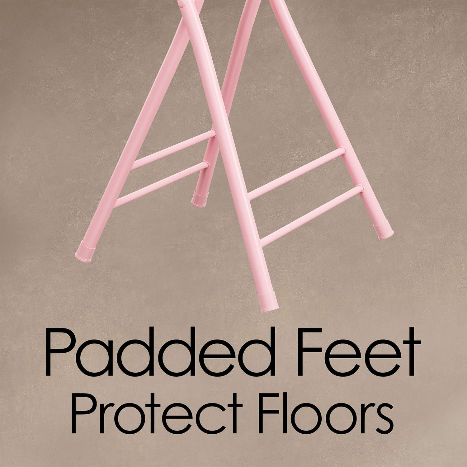 Trademark Home Backless 24-inch Folding Stool with 225lb Capacity (Pink)