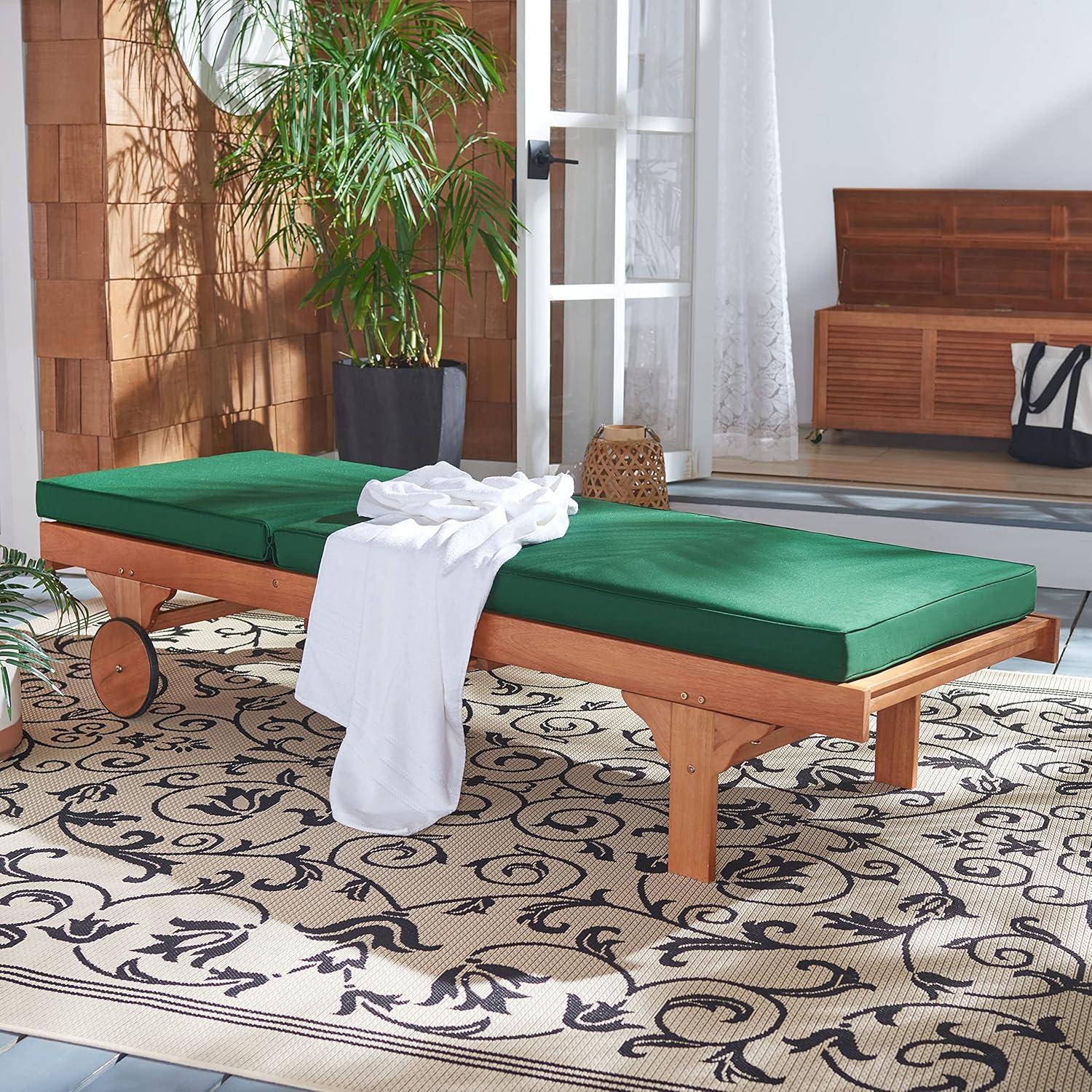 Newport Lounge Chair - Outdoor - PAT7022 - Natural/Green -Safavieh