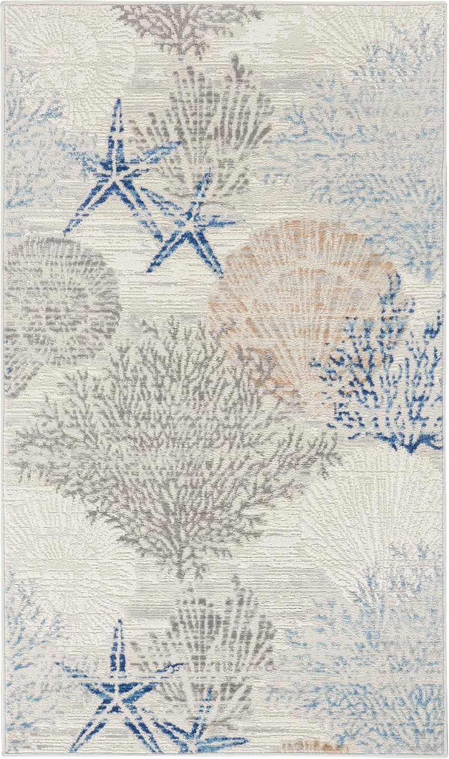Nourison Pompeii Nautical Indoor Rug Ivory Grey Blue 2' x 3'
