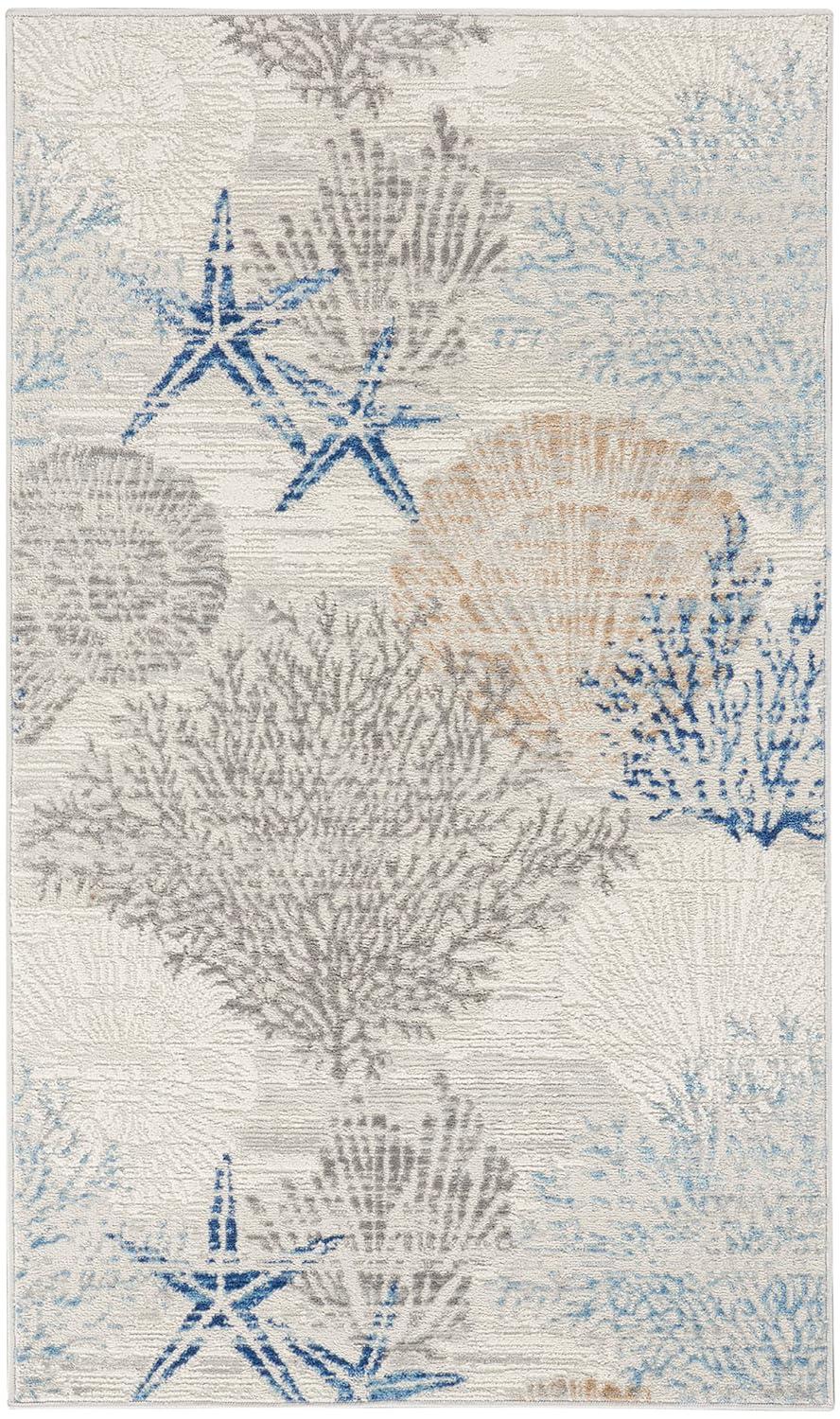 Nourison Pompeii Nautical Indoor Rug Ivory Grey Blue 2' x 3'