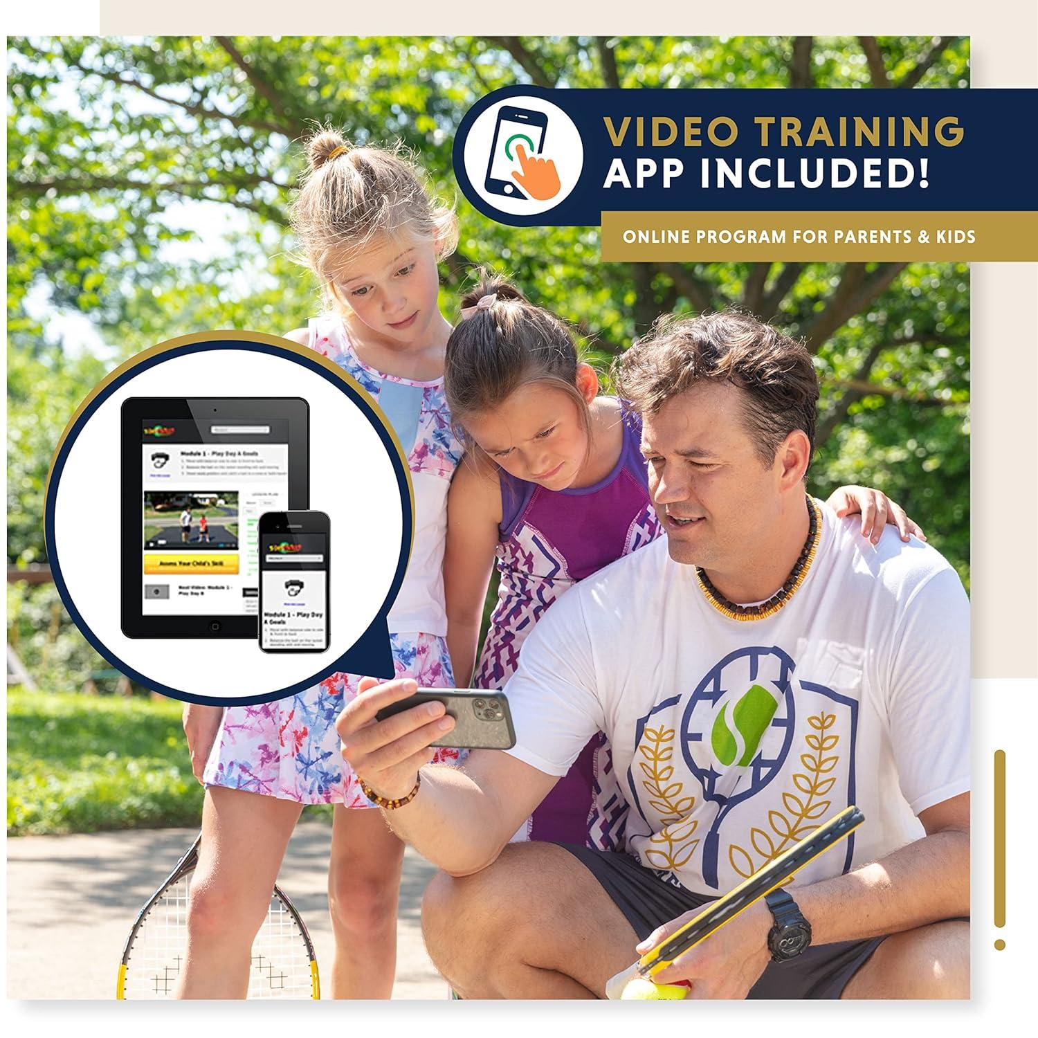 Kids Tennis Racket with Training Videos – Aluminum Youth Tennis Racket with Neoprene Handle for Children Age 5-12 – Learn Faster and Play Better by Street Tennis Club