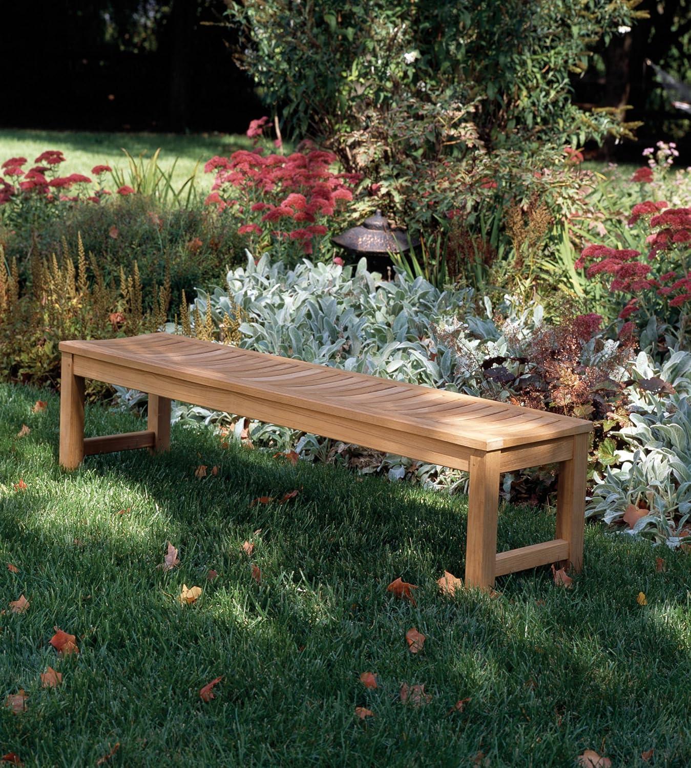 Classic 5-Foot Teak Backless Outdoor Bench