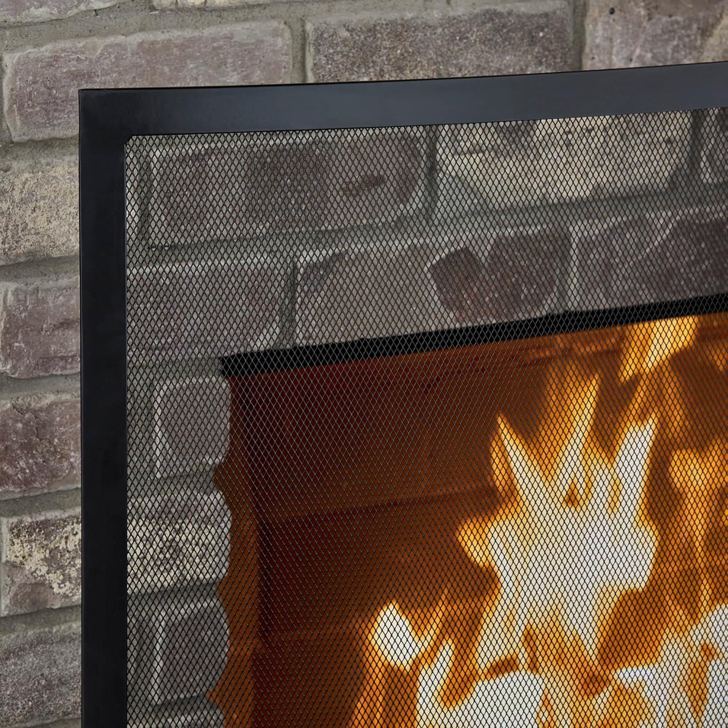 UniFlame Single Panel Curved Black Wrought Iron Screen
