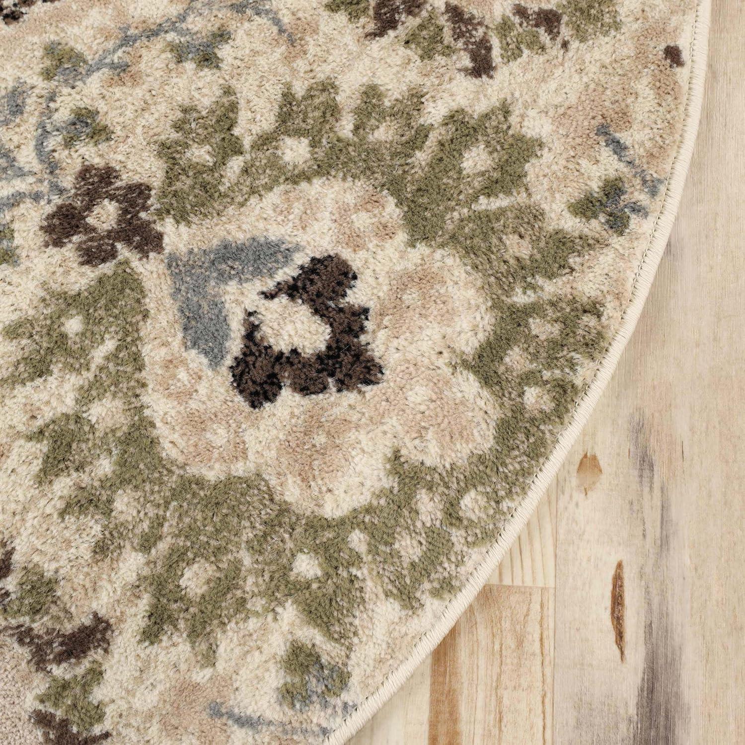 Superior Oriental Vintage Floral Damask Power-loom Indoor Runner Rug, 2'x11', Beige-Brown