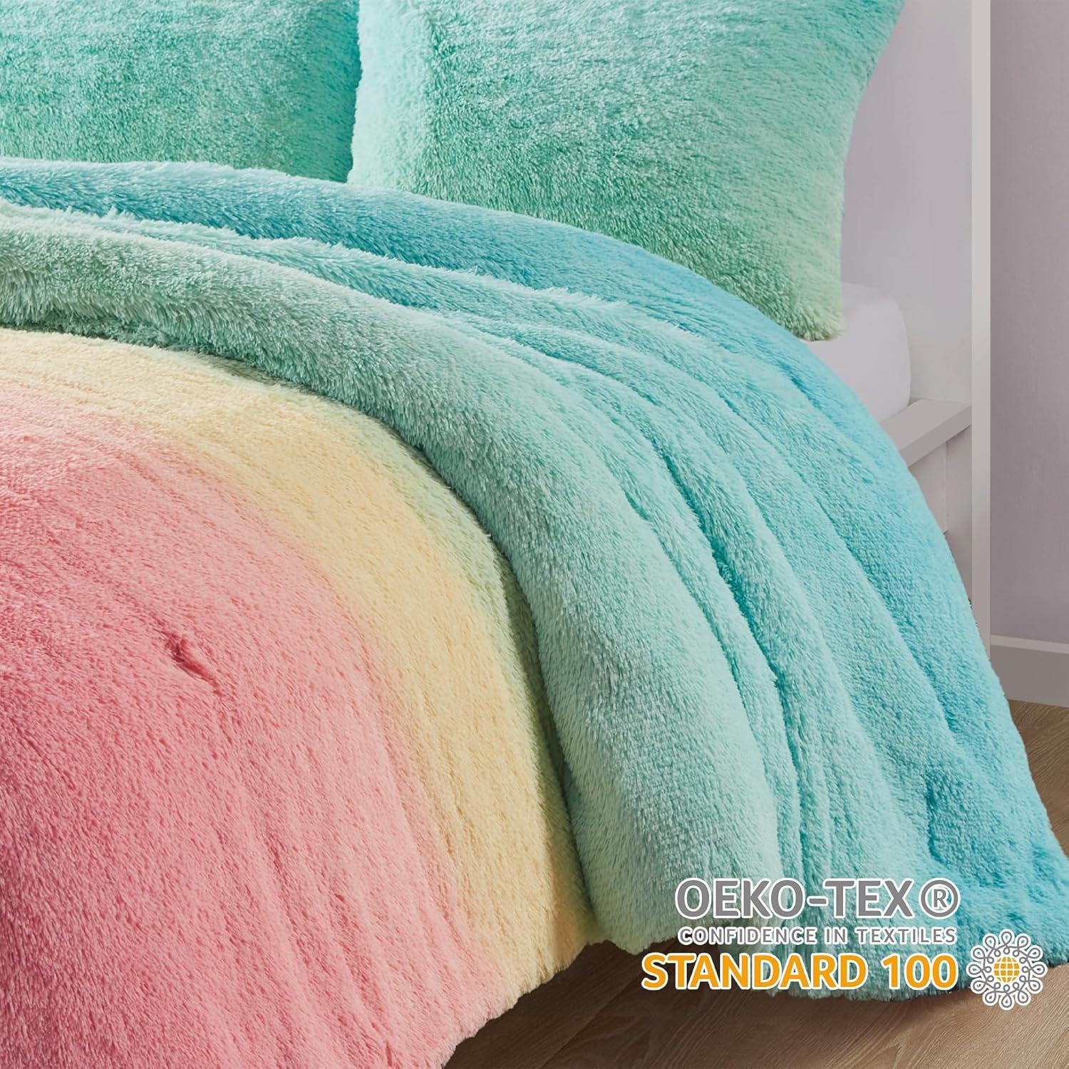 Intelligent Design Pastel Ombre Shaggy Faux Fur Comforter Set