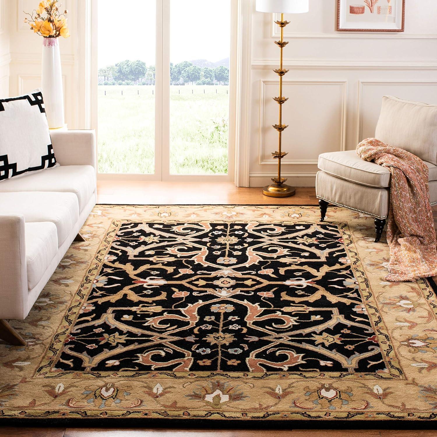 SAFAVIEH Heritage Oslo Traditional Wool Area Rug, Charcoal/Beige, 9'6" x 13'6"